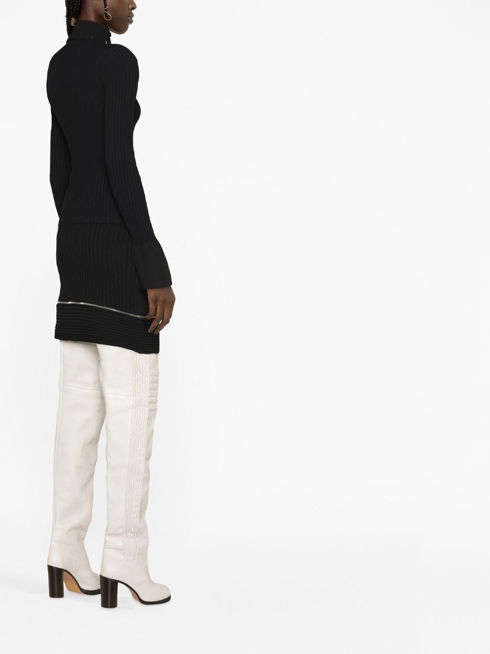 zip-detail knitted skirt - 3