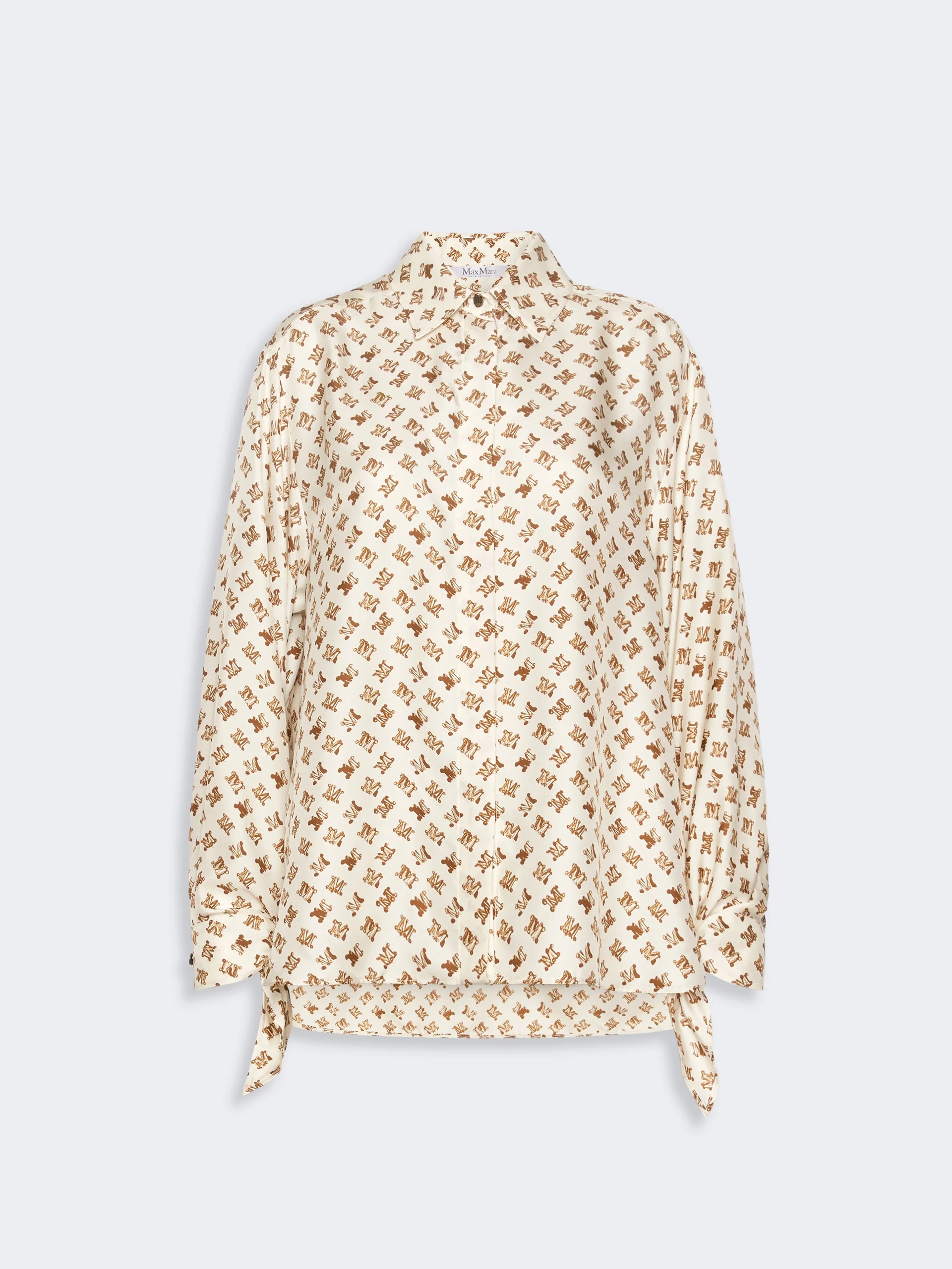 OBICE Oversized printed silk shirt - WHITE - 1