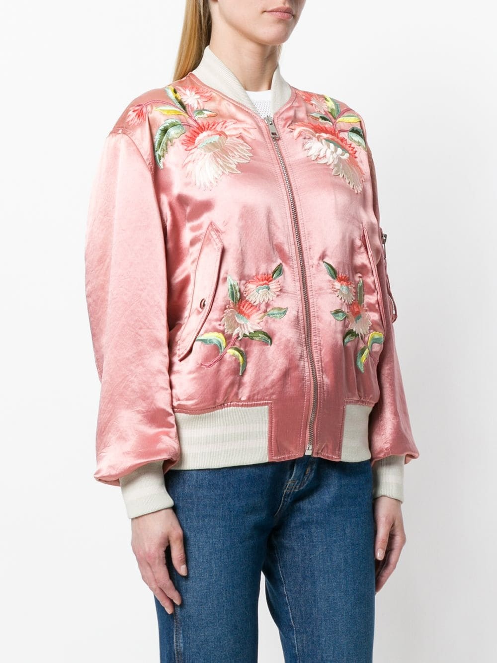 floral embroidered bomber jacket - 3