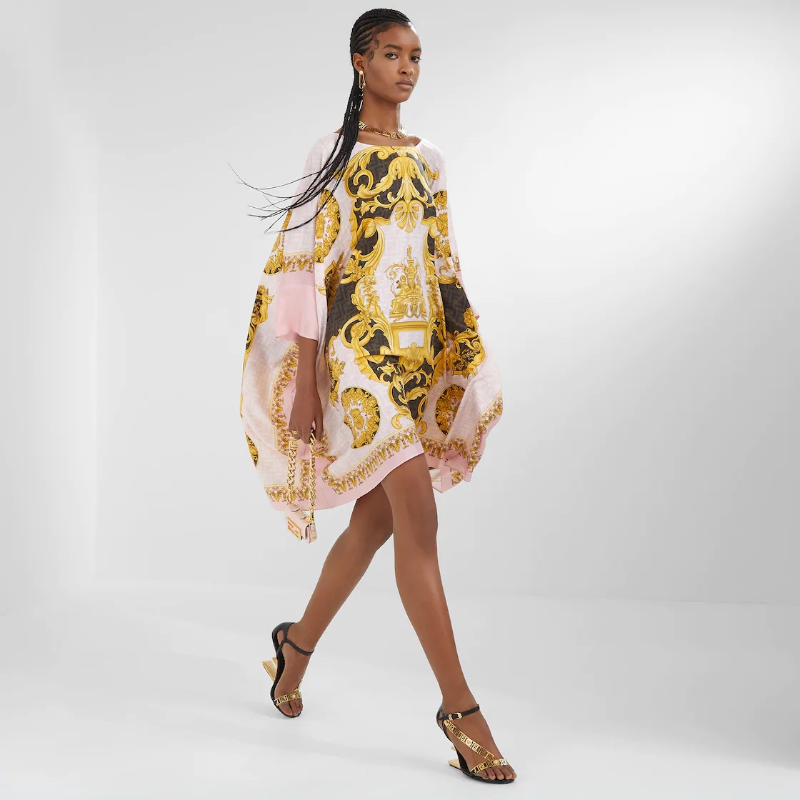 Fendace multicolor silk kaftan - 4