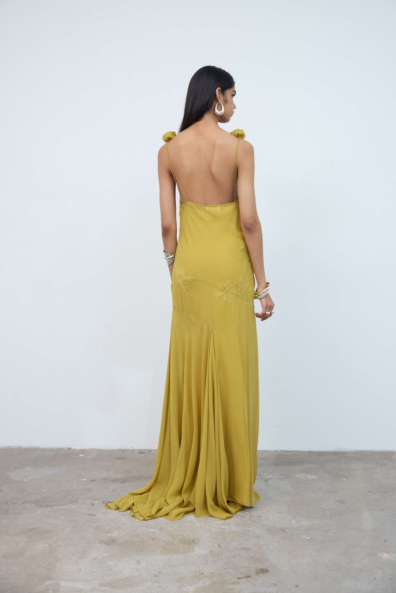 DIA MAXI DRESS IN YELLOW SILK CHIFFON 4