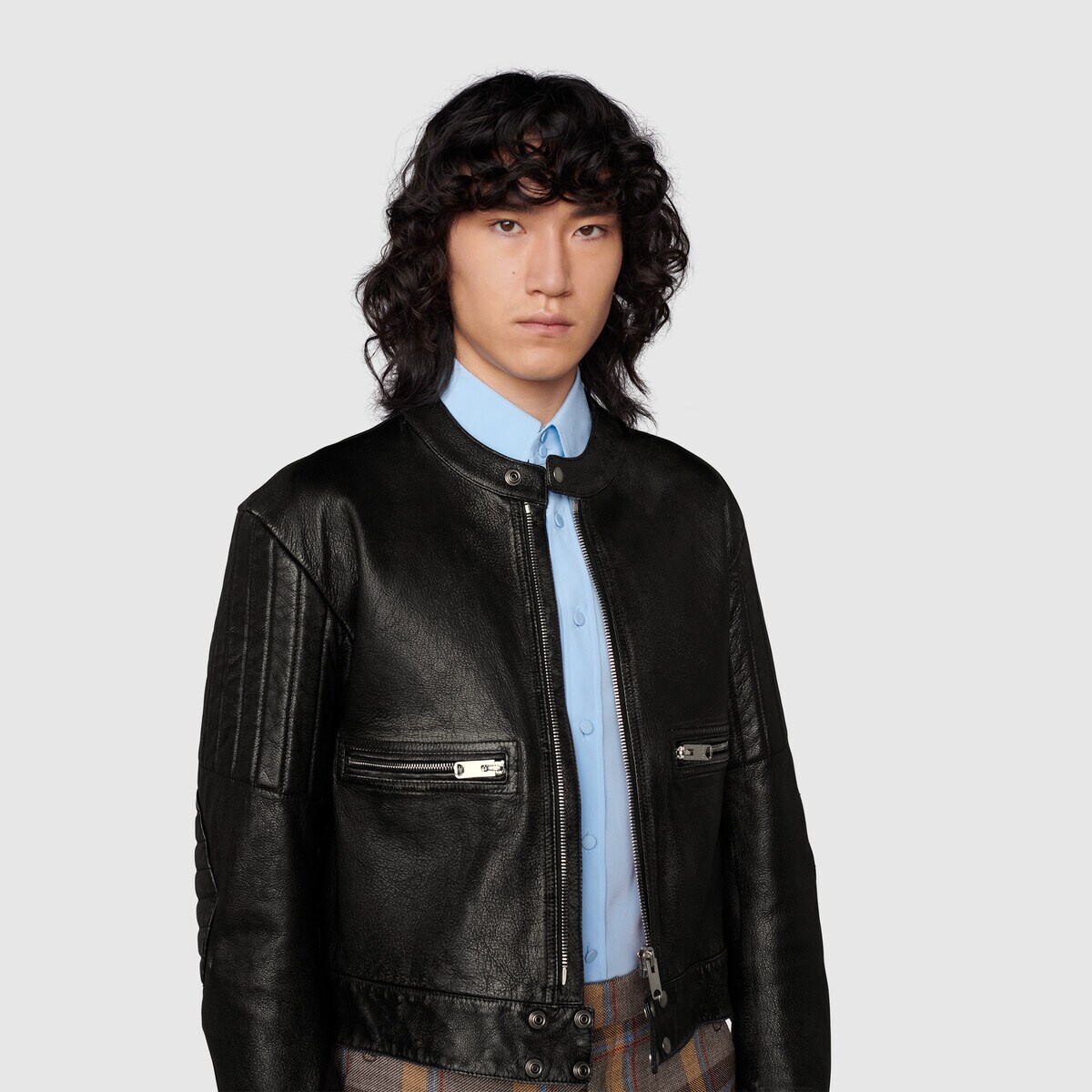 Leather biker jacket with 'You Got Good Taste' print - 6