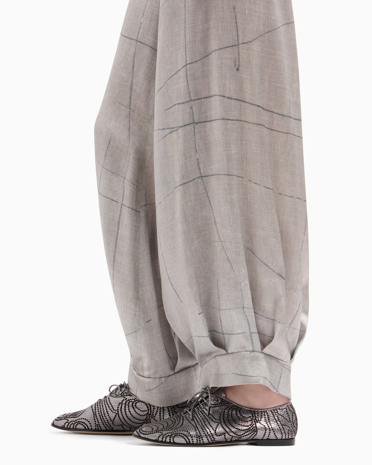 WIDE-LEG TROUSERS IN PRINTED SILK SATIN - 5