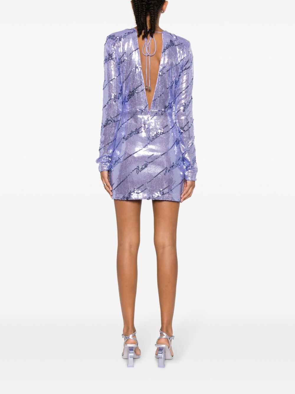 logo-embellished sequin minidress - 4