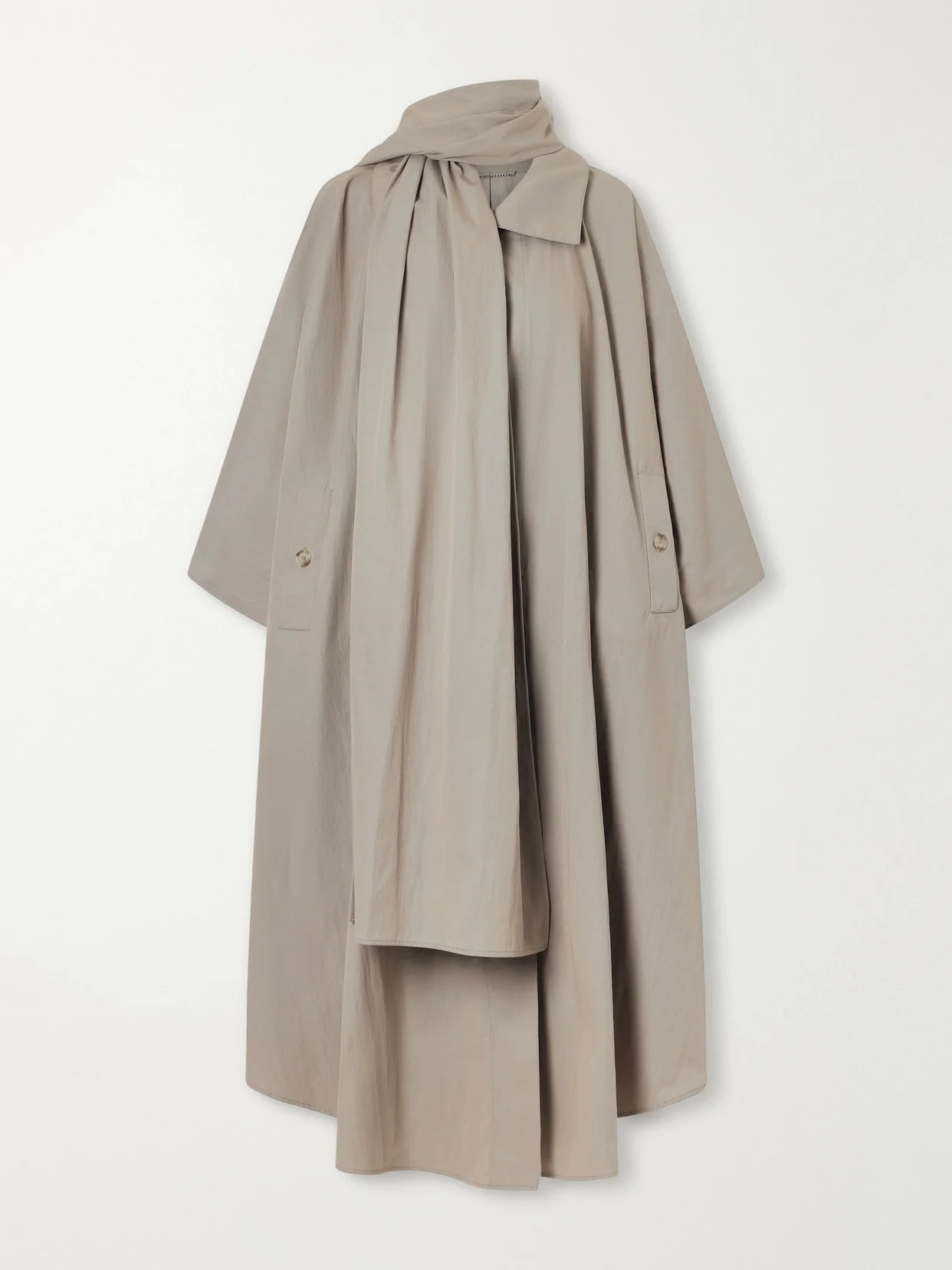 Scarf-detailed Cotton-blend Trench Coat - 1