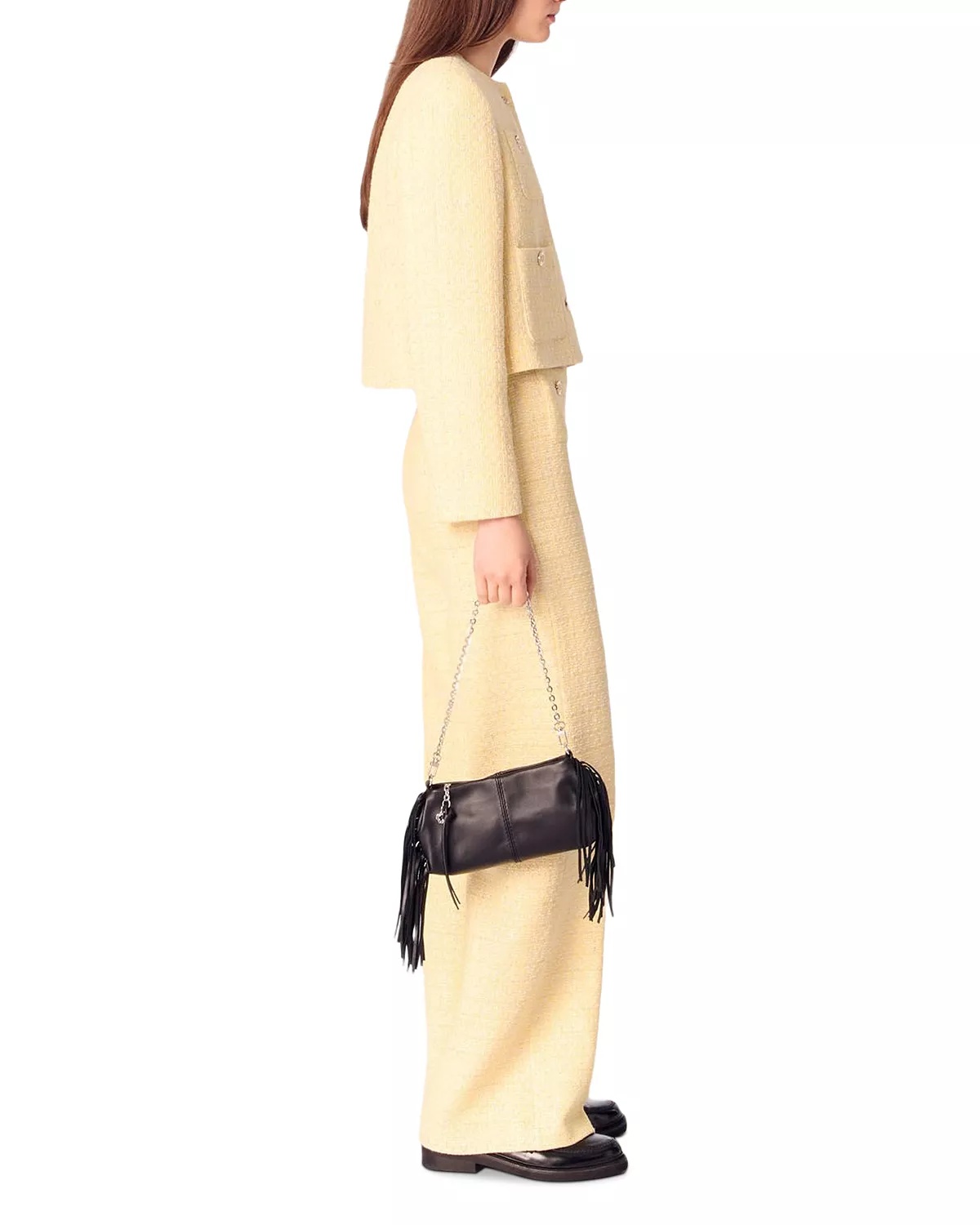 Metallic Tweed Straight Leg Trousers - 5