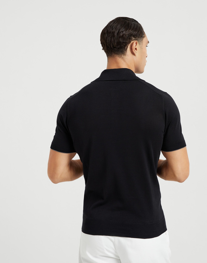Brunello Cucinelli Cotton lightweight knit polo outlook