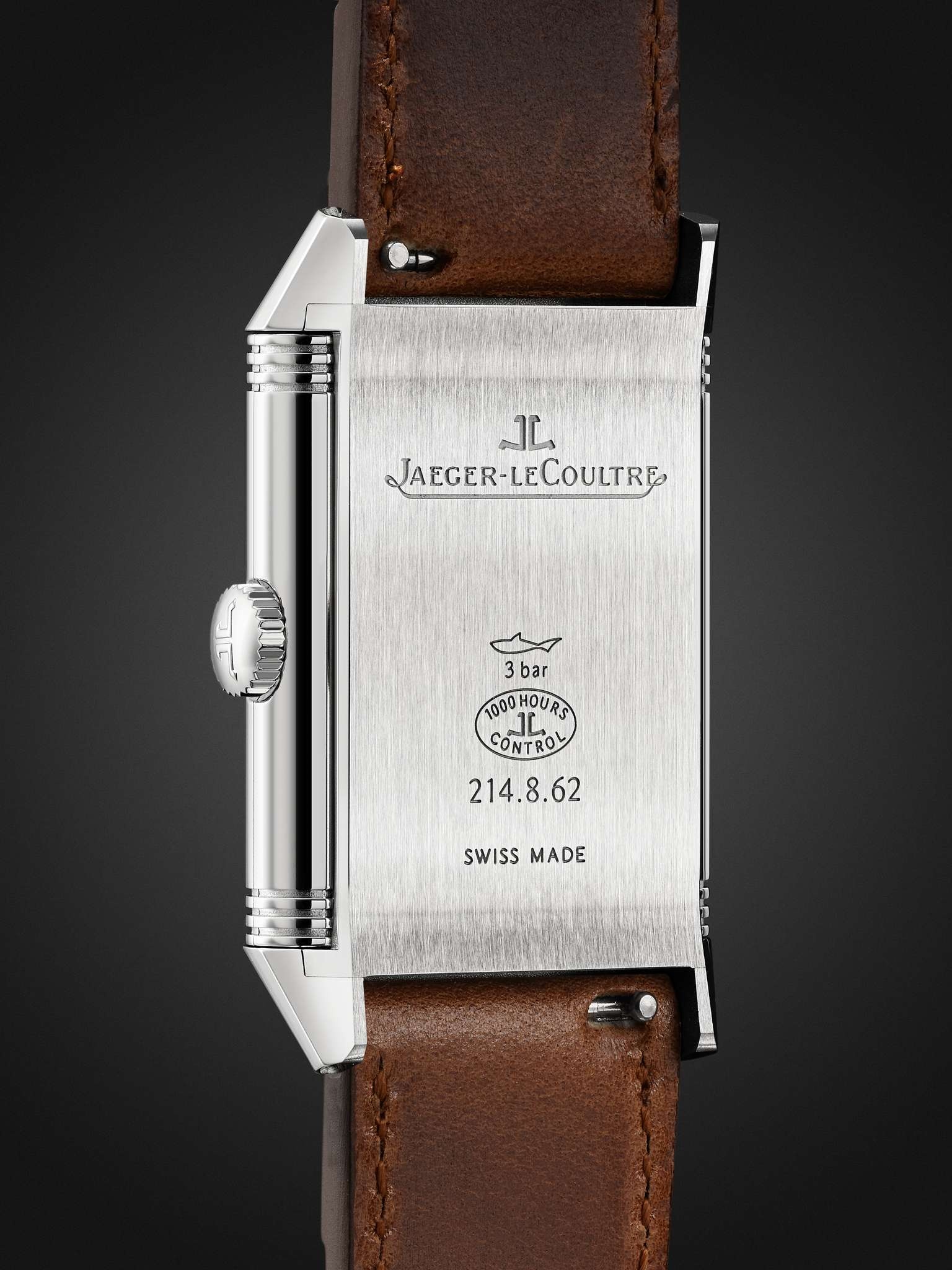 Reverso Classic Large Small Seconds Los Angeles Hand-Wound 45.6mm Stainless Steel and Leather Watch, - 5