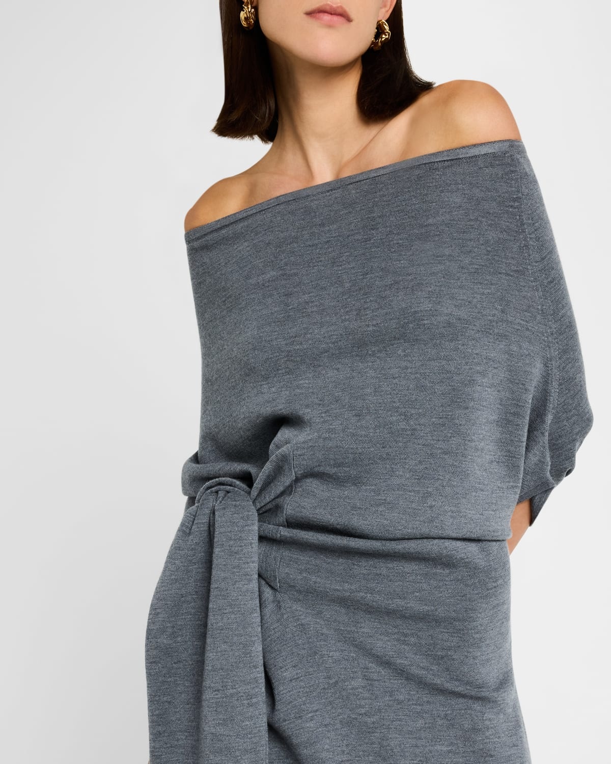 Anais Off-The-Shoulder Tie Long Sweater - 5