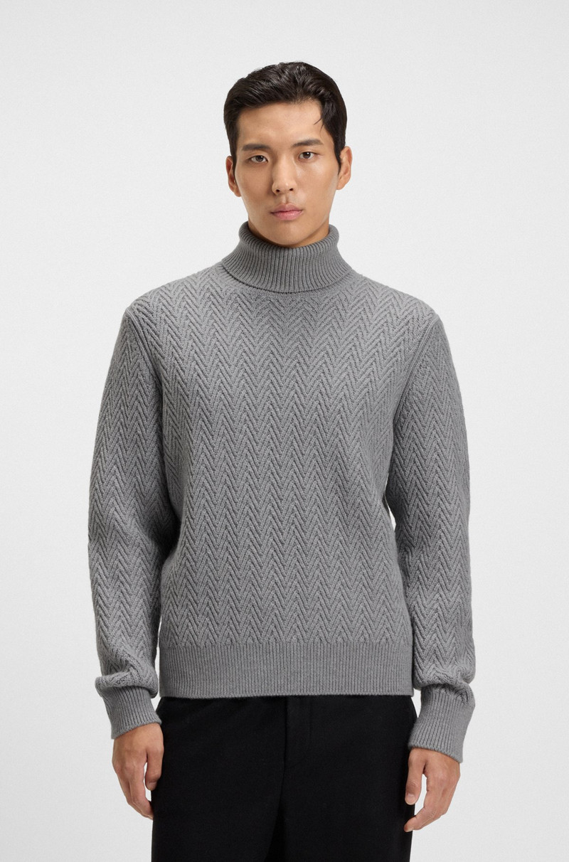 ROLLNECK SWEATER IN HERRINGBONE VIRGIN WOOL 2