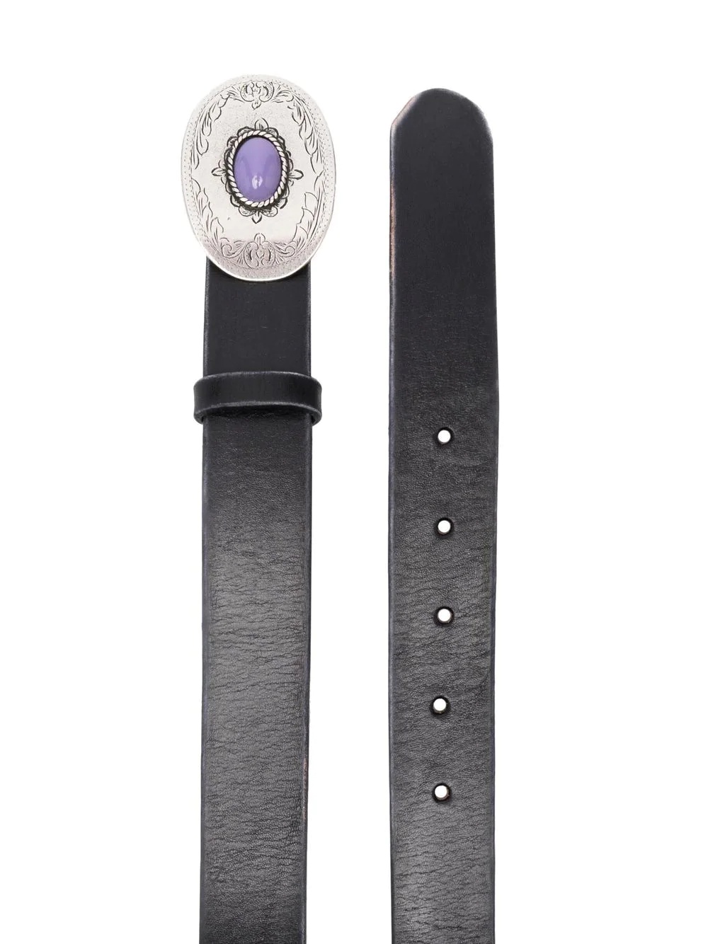 gemstone-embellished leather belt - 2