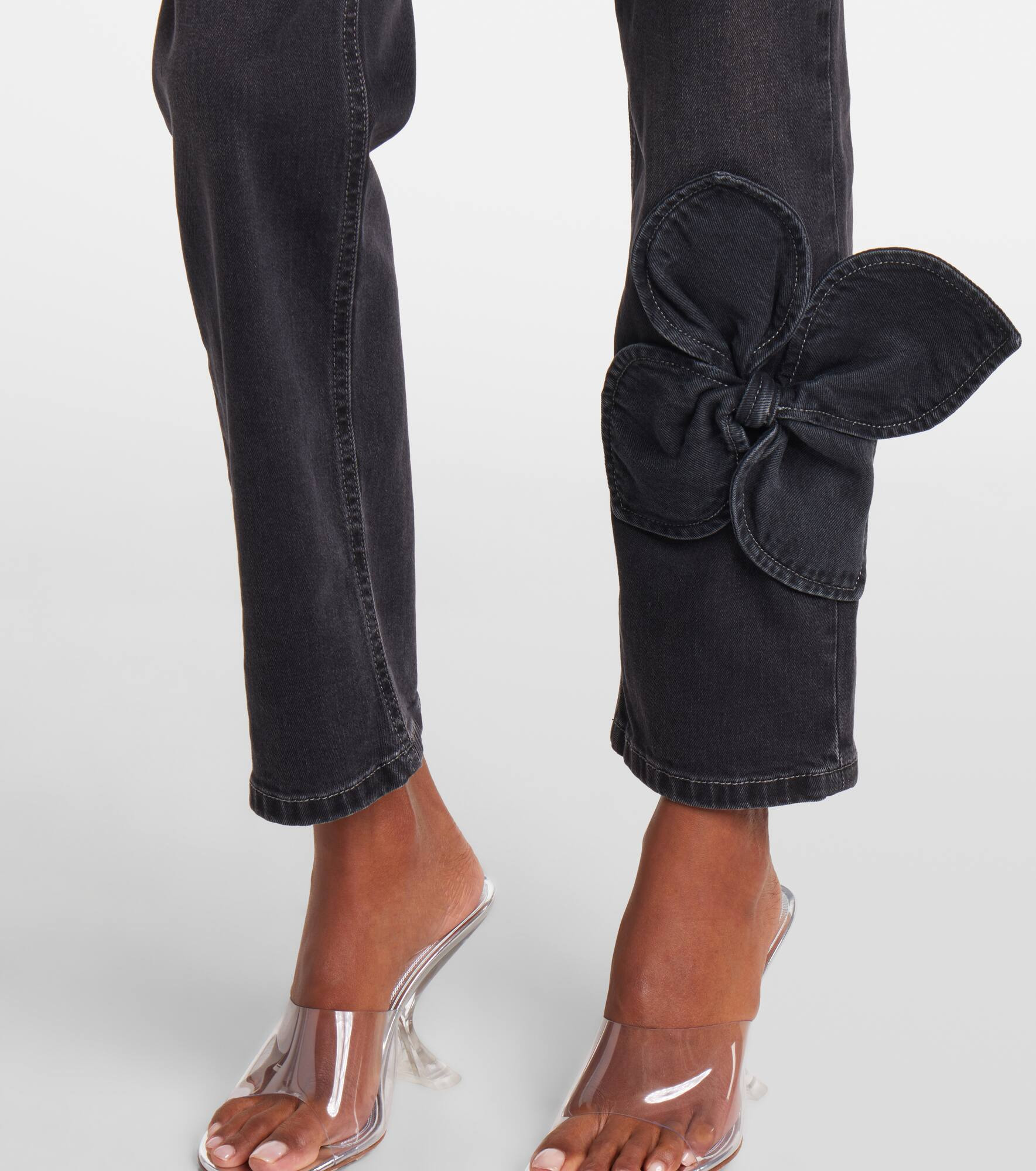 Bow-detail cropped straight jeans - 5
