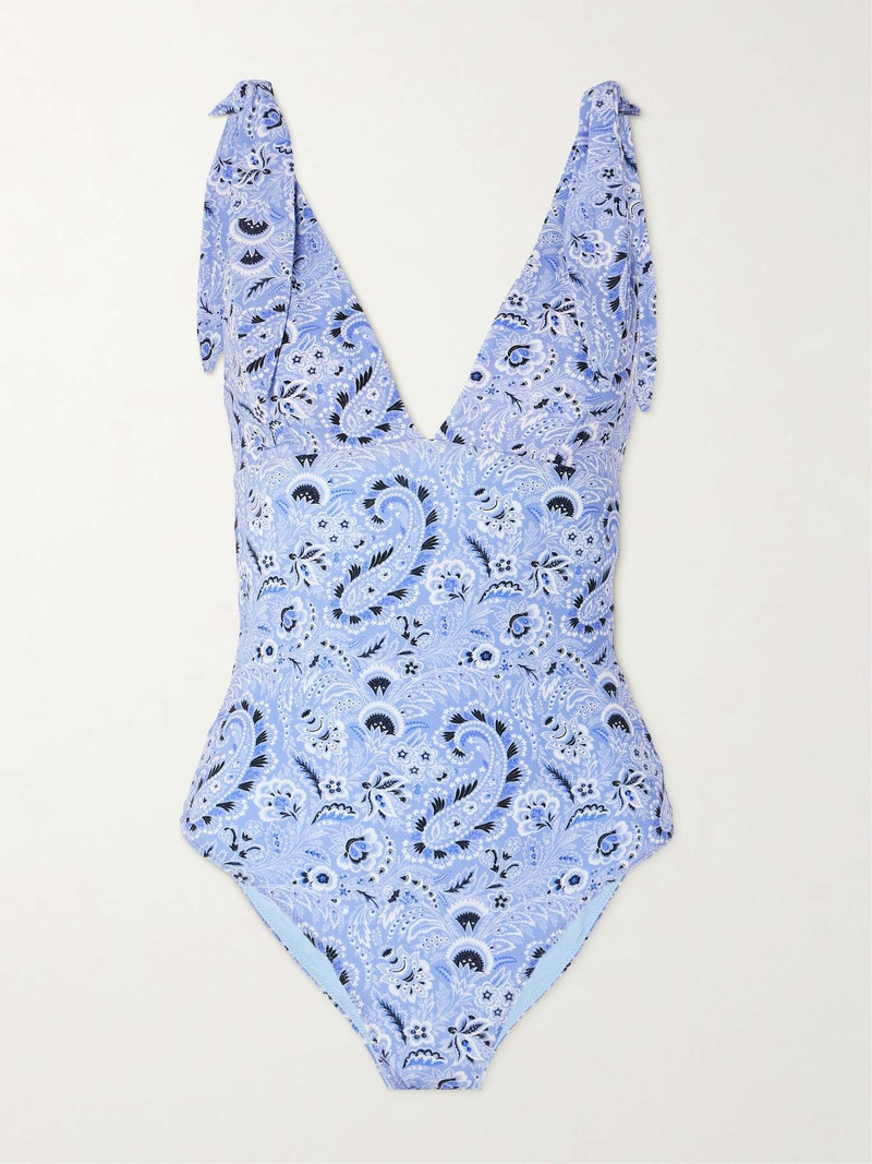 Tie-detailed paisley-print swimsuit - 1