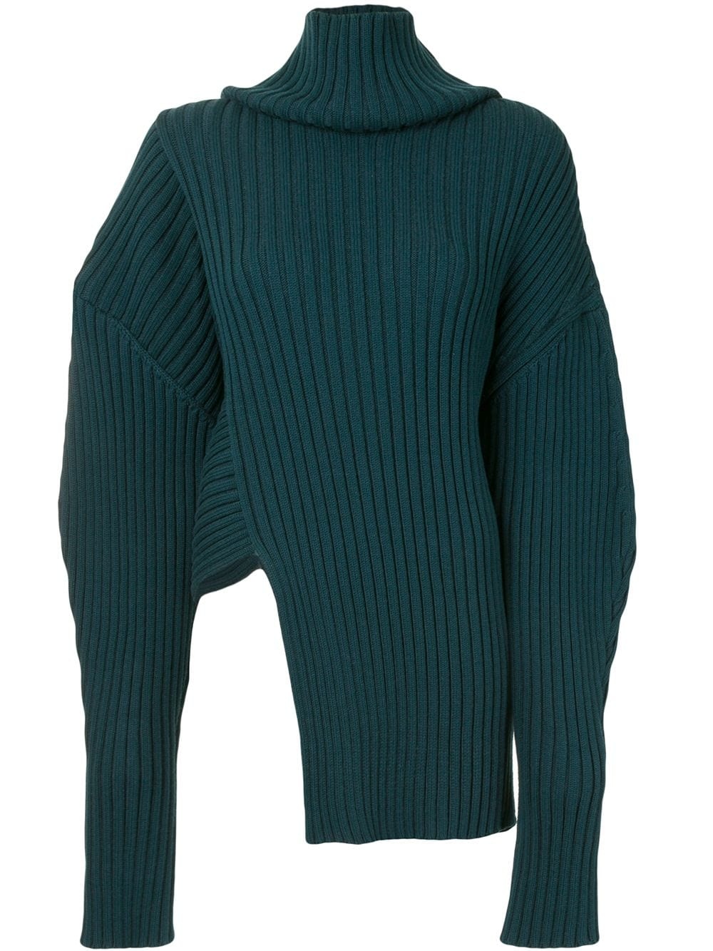 asymmetric ribbed high neck jumper - 1