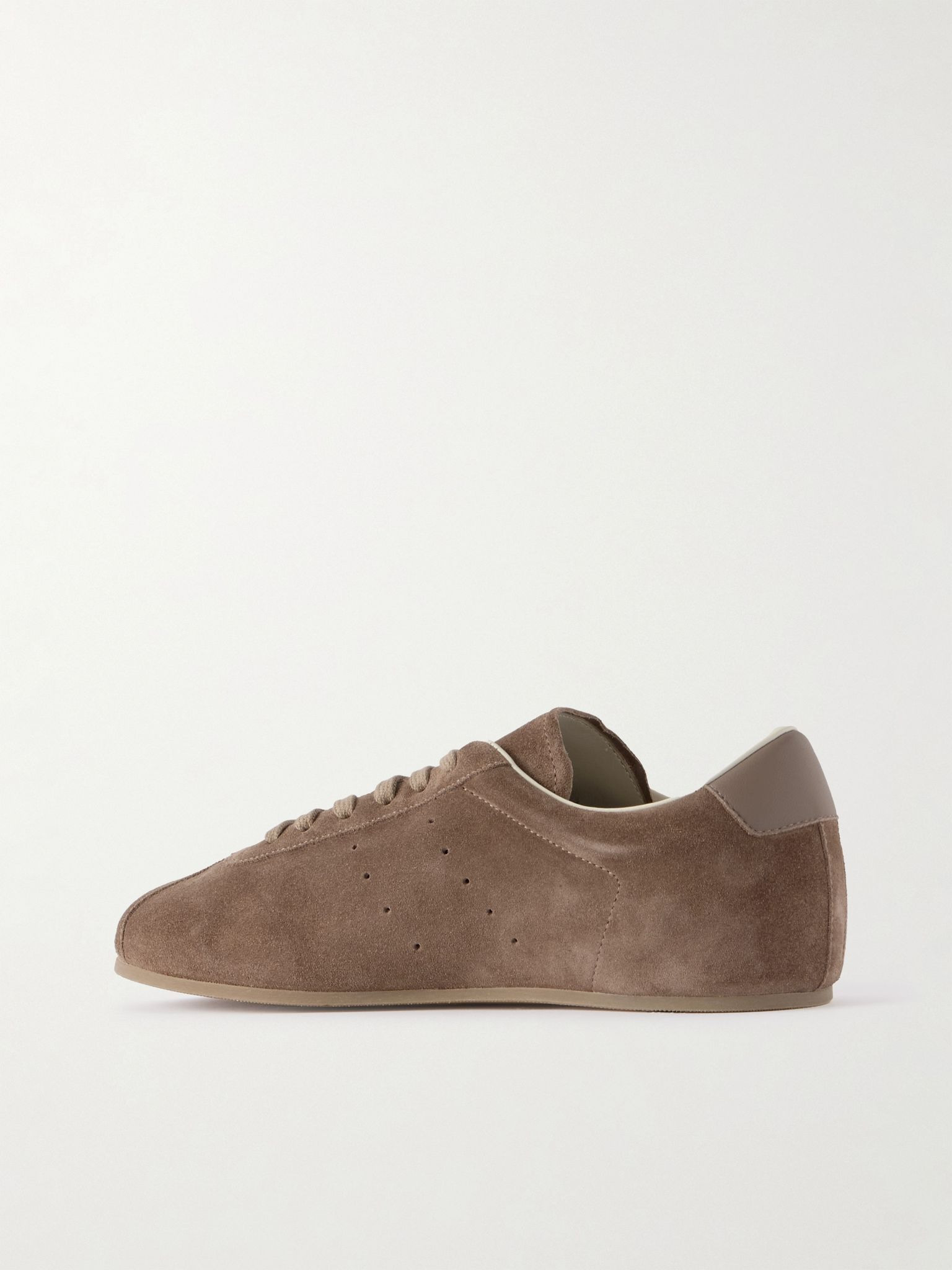 Driving Lo Profile Leather-Trimmed Suede Sneakers Light brown - 4