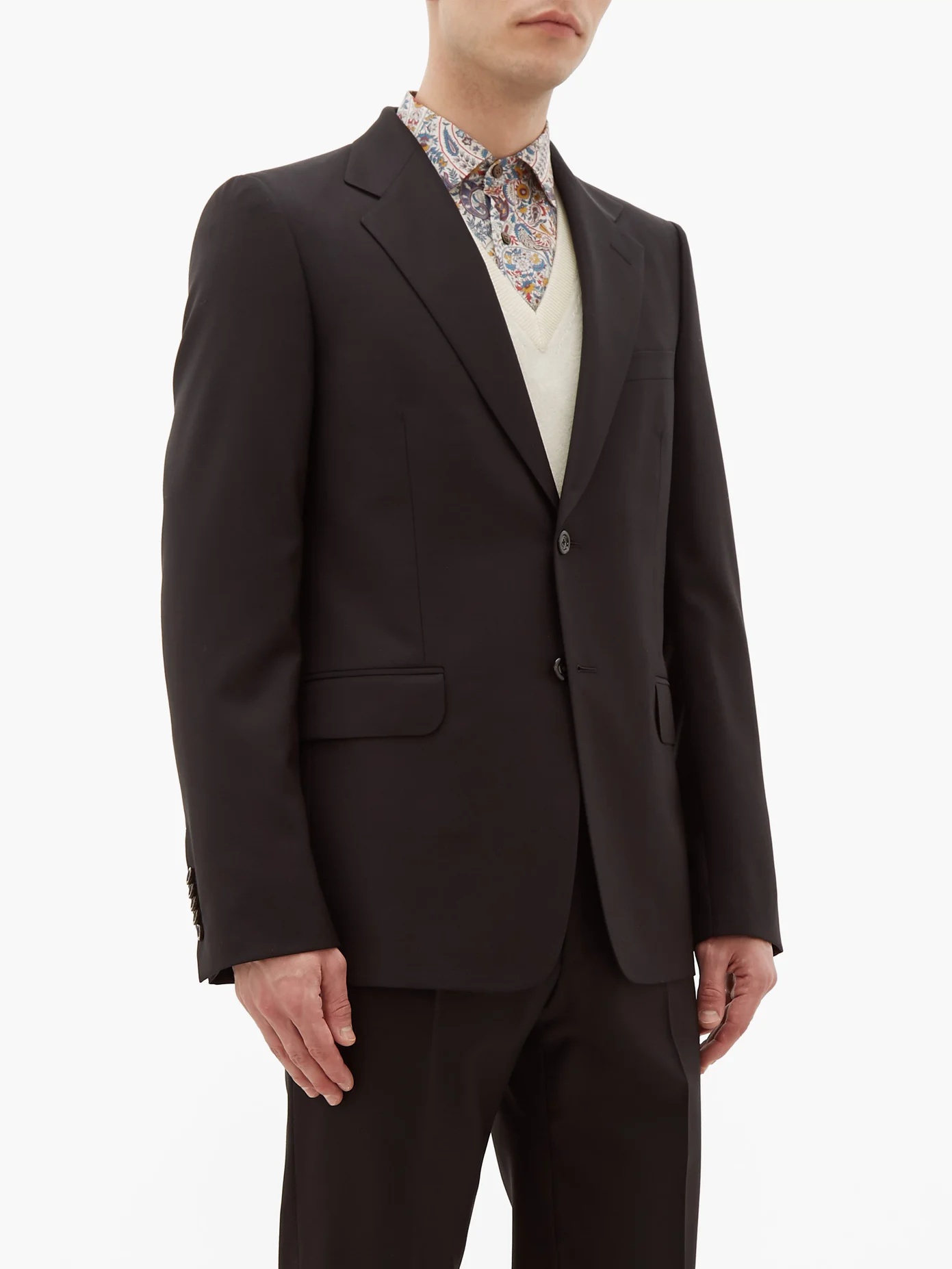 London single-breasted wool-blend two-piece suit - 6