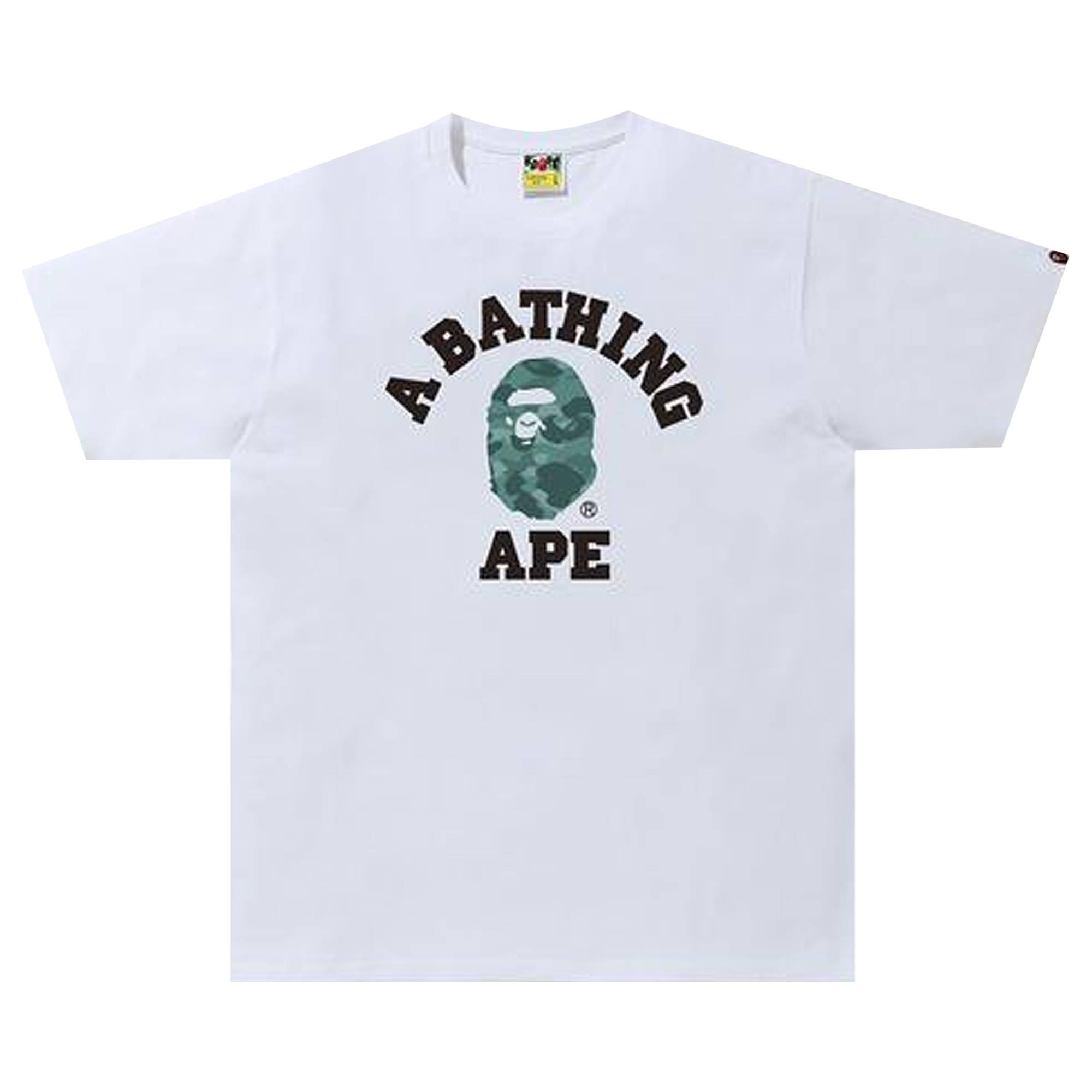 BAPE Color Camo College Tee 'White/Green' - 1