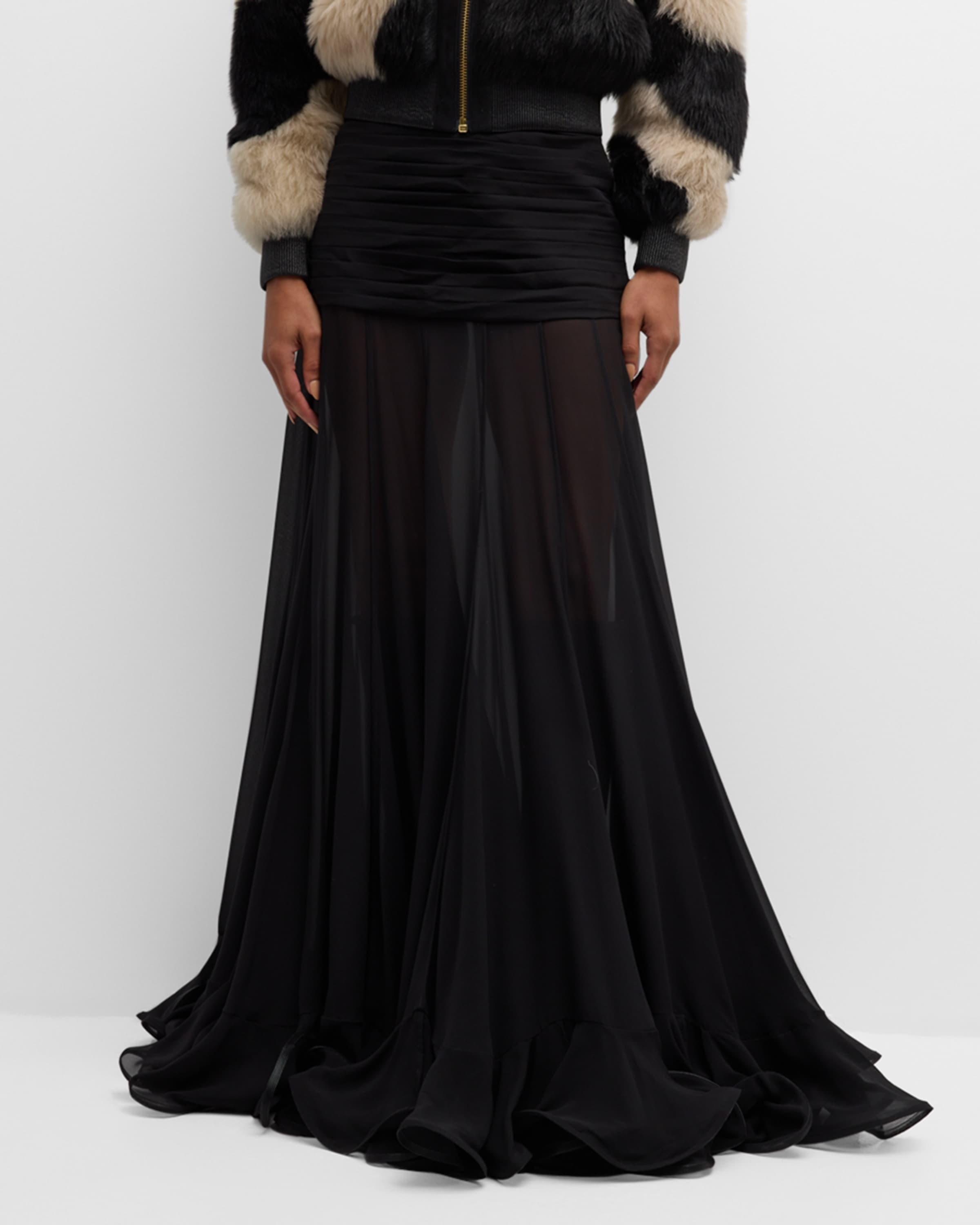 Zimmermann Illustration Flounce Silk Skirt | neimanmarcus