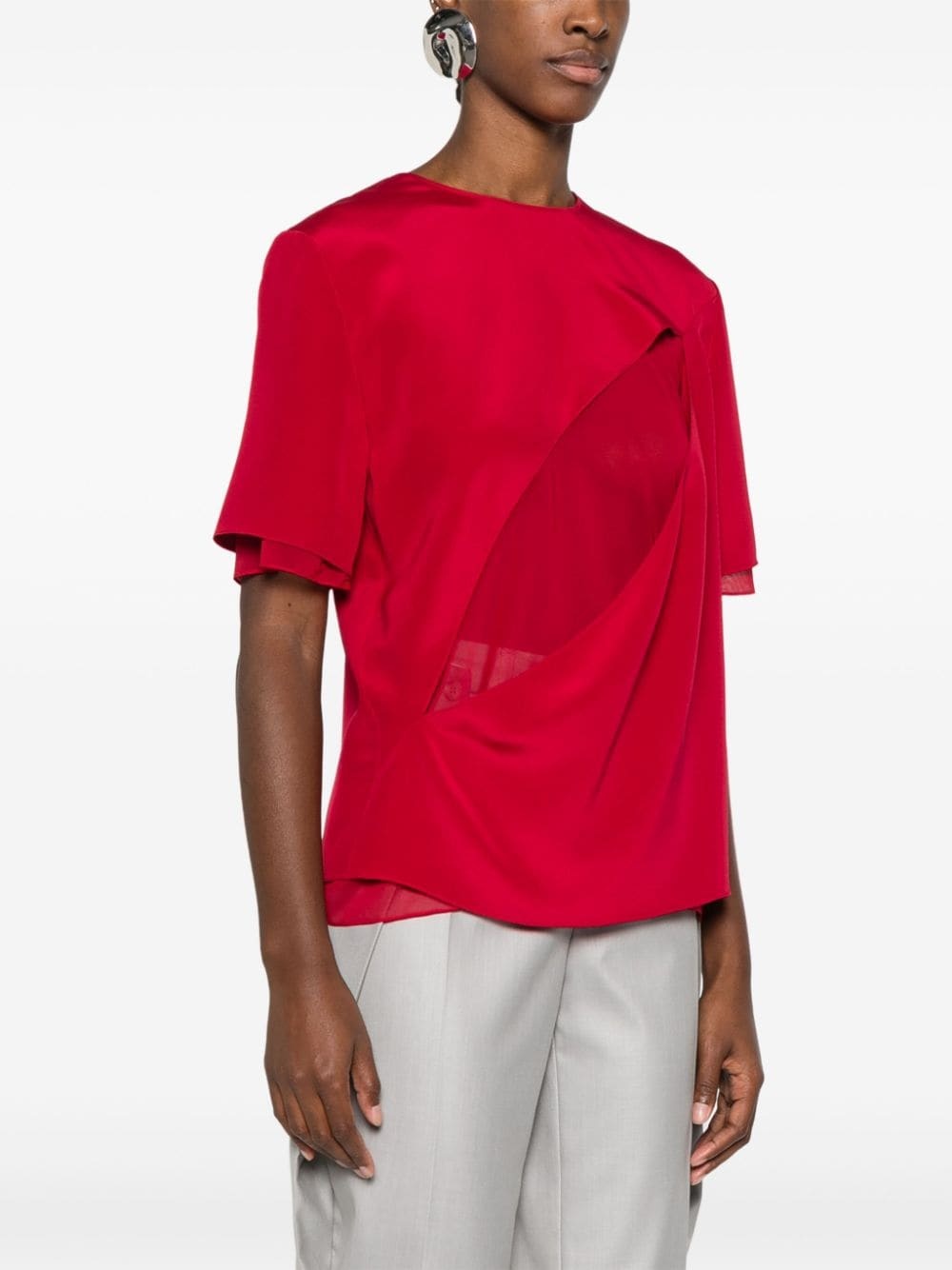 Slash cut-out silk blouse - 3