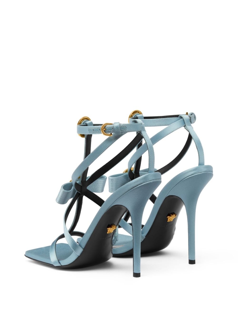 Gianni ribbon satin caged sandals - 3