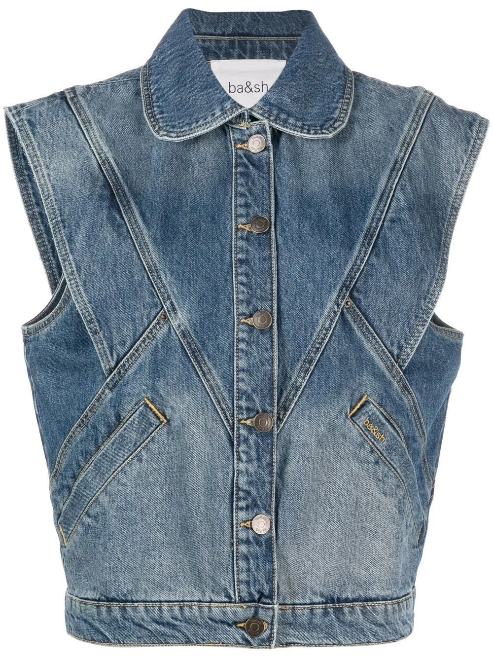 button-up denim vest - 1