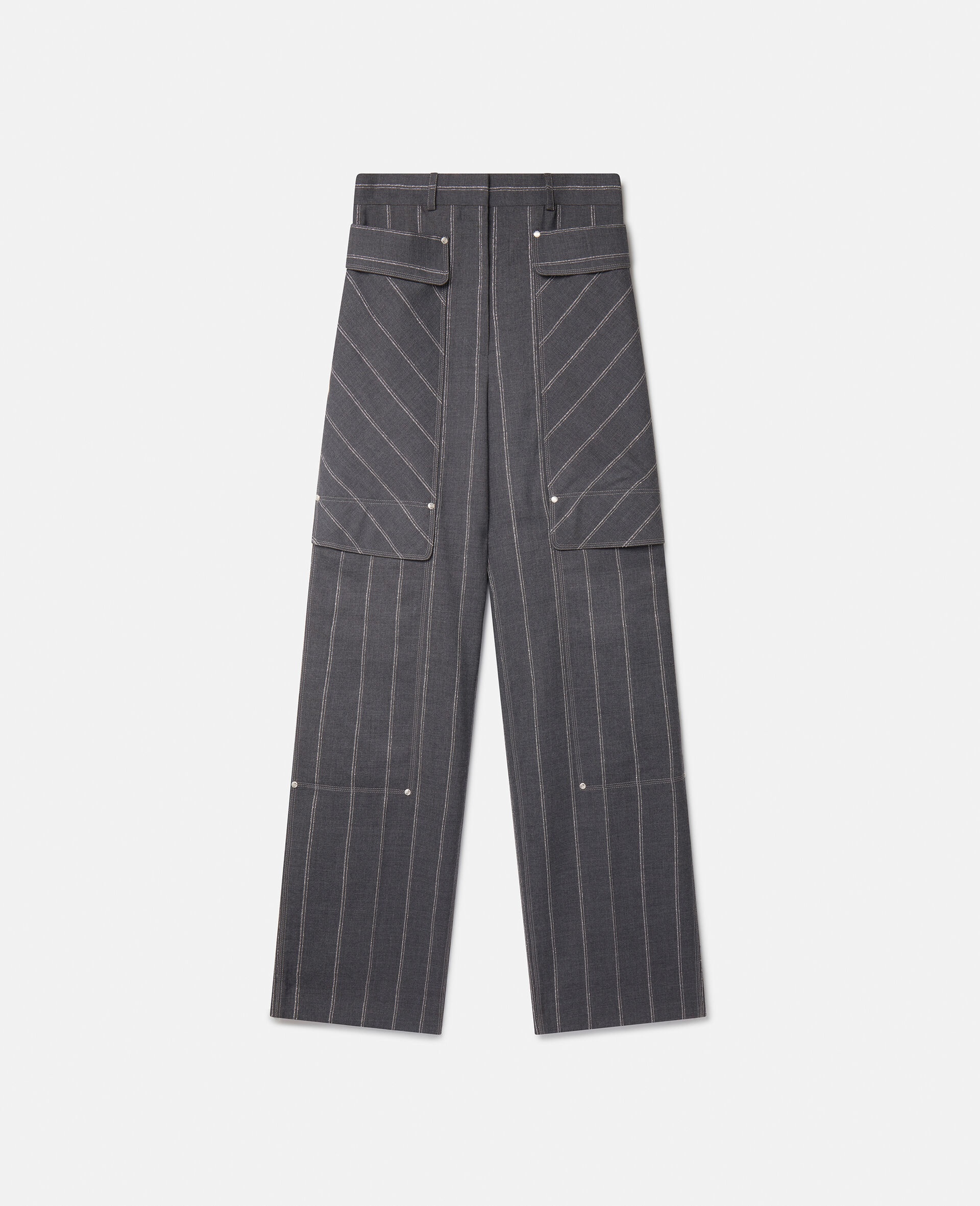 Pinstripe Wool Straight Trousers - 1