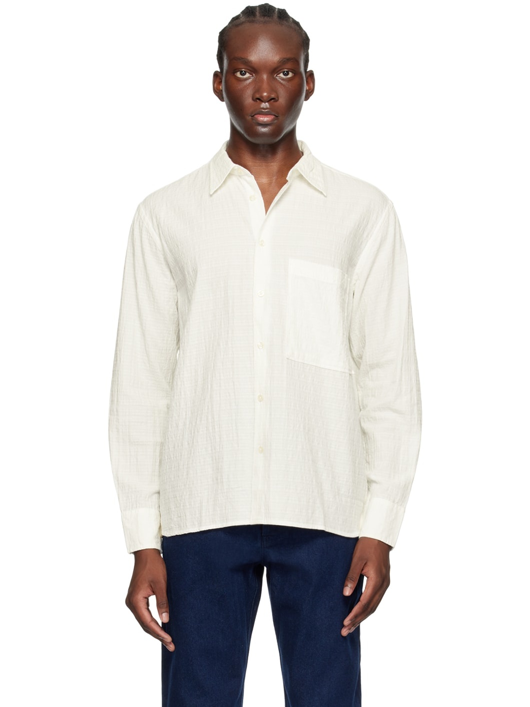 White Square Pocket Shirt - 1
