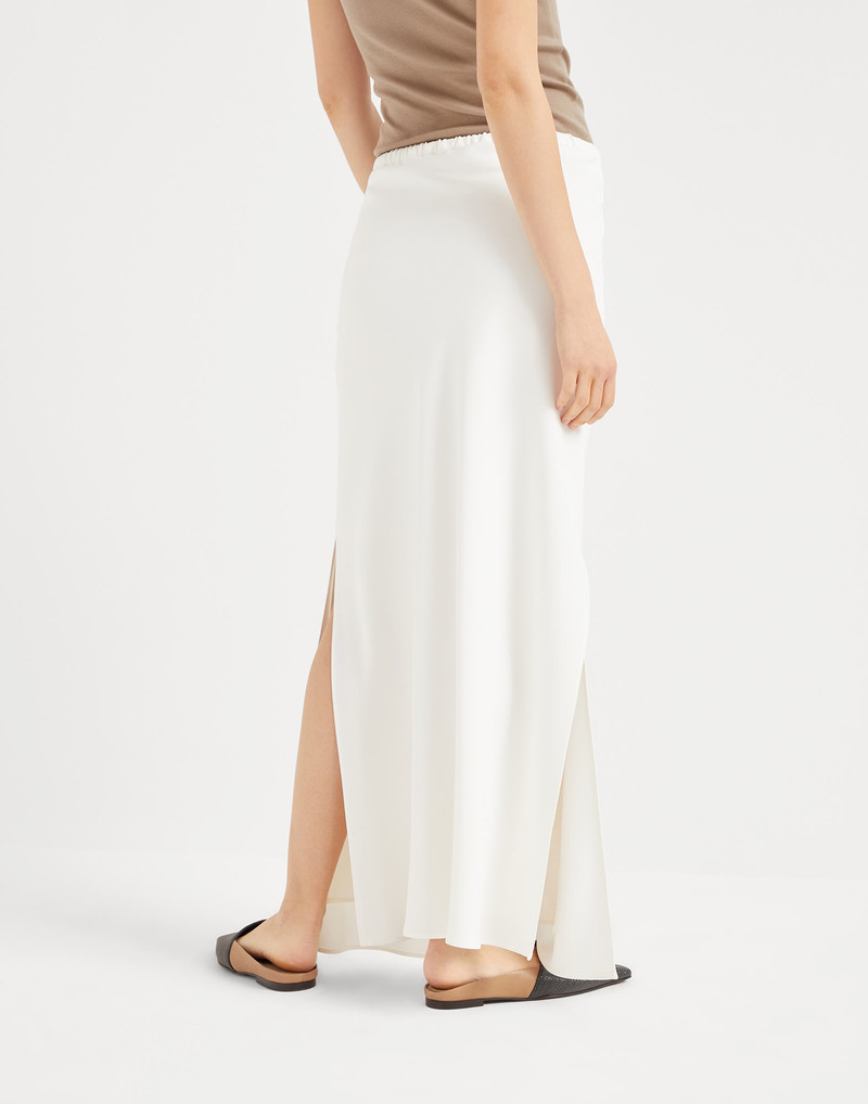 Brunello Cucinelli Silk and acetate crêpe cady fluid skirt outlook