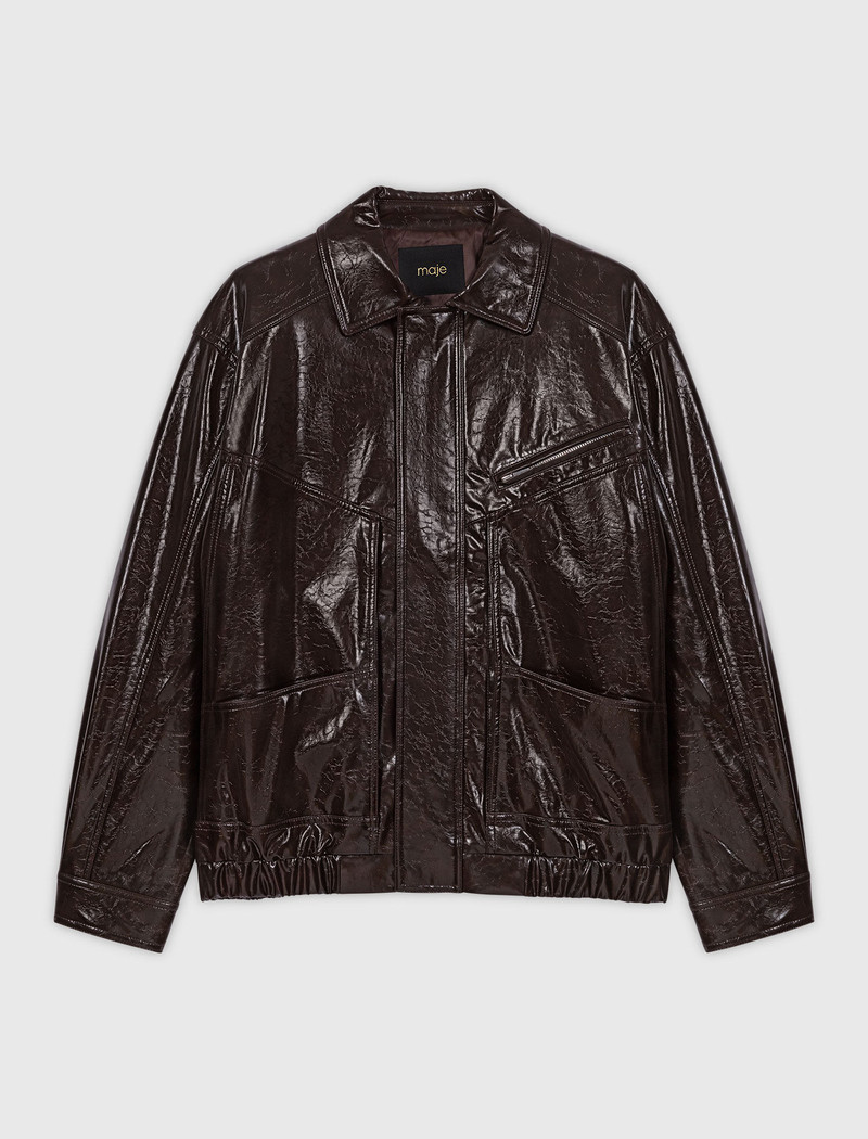 Crackled faux leather jacket 1