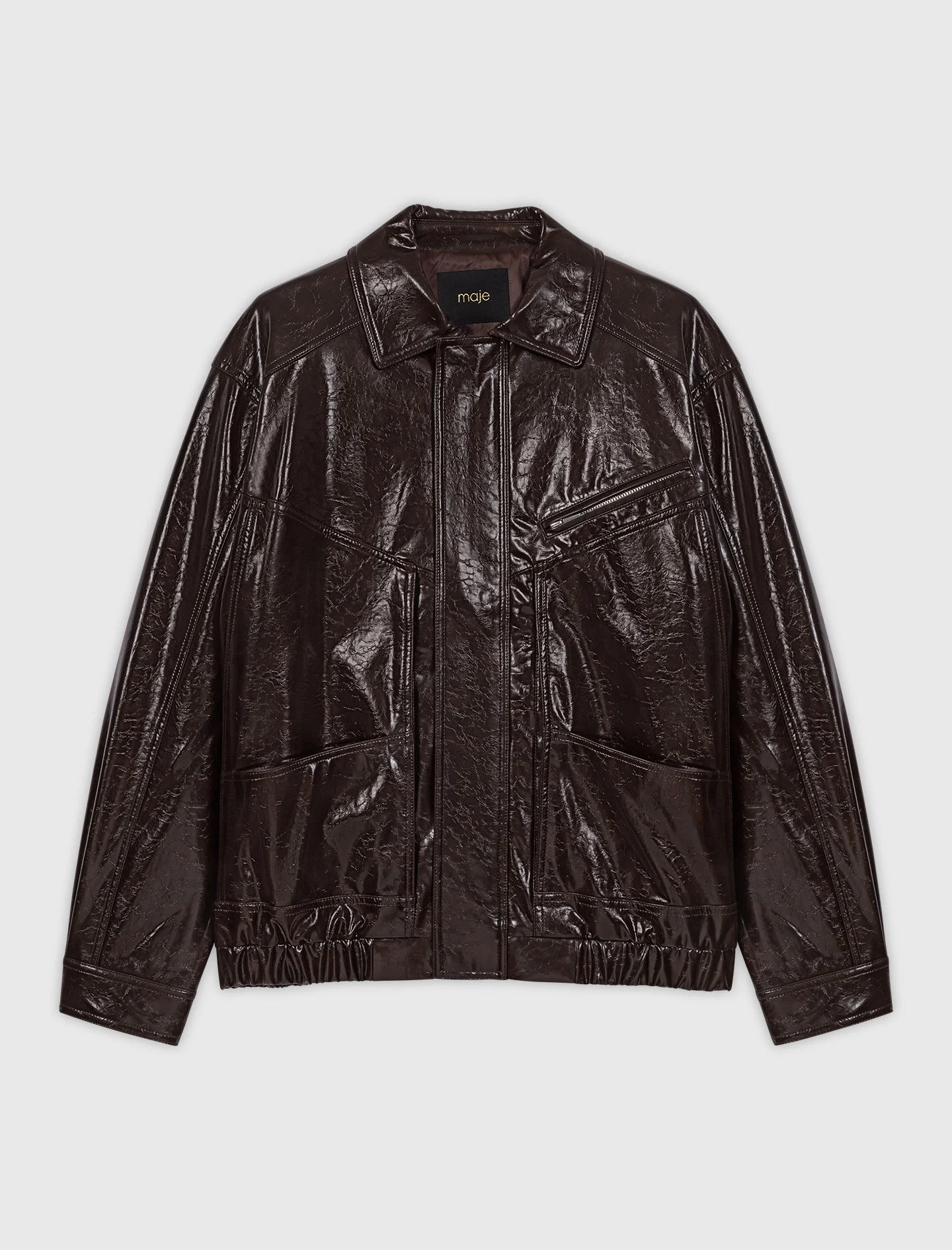Crackled faux leather jacket - 1