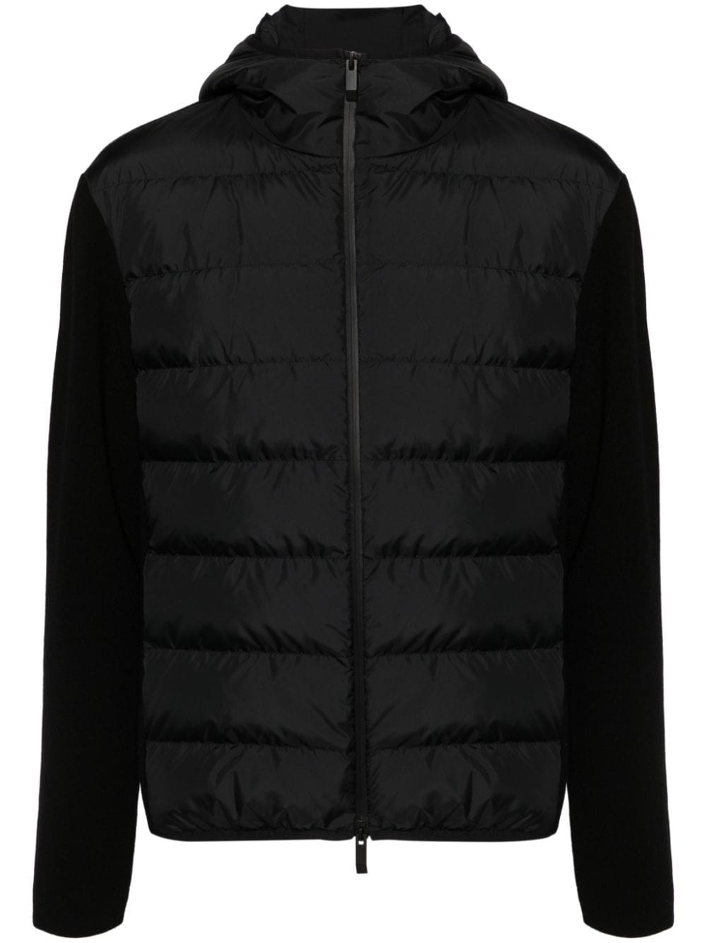 padded-panels knitted hooded jacket - 1