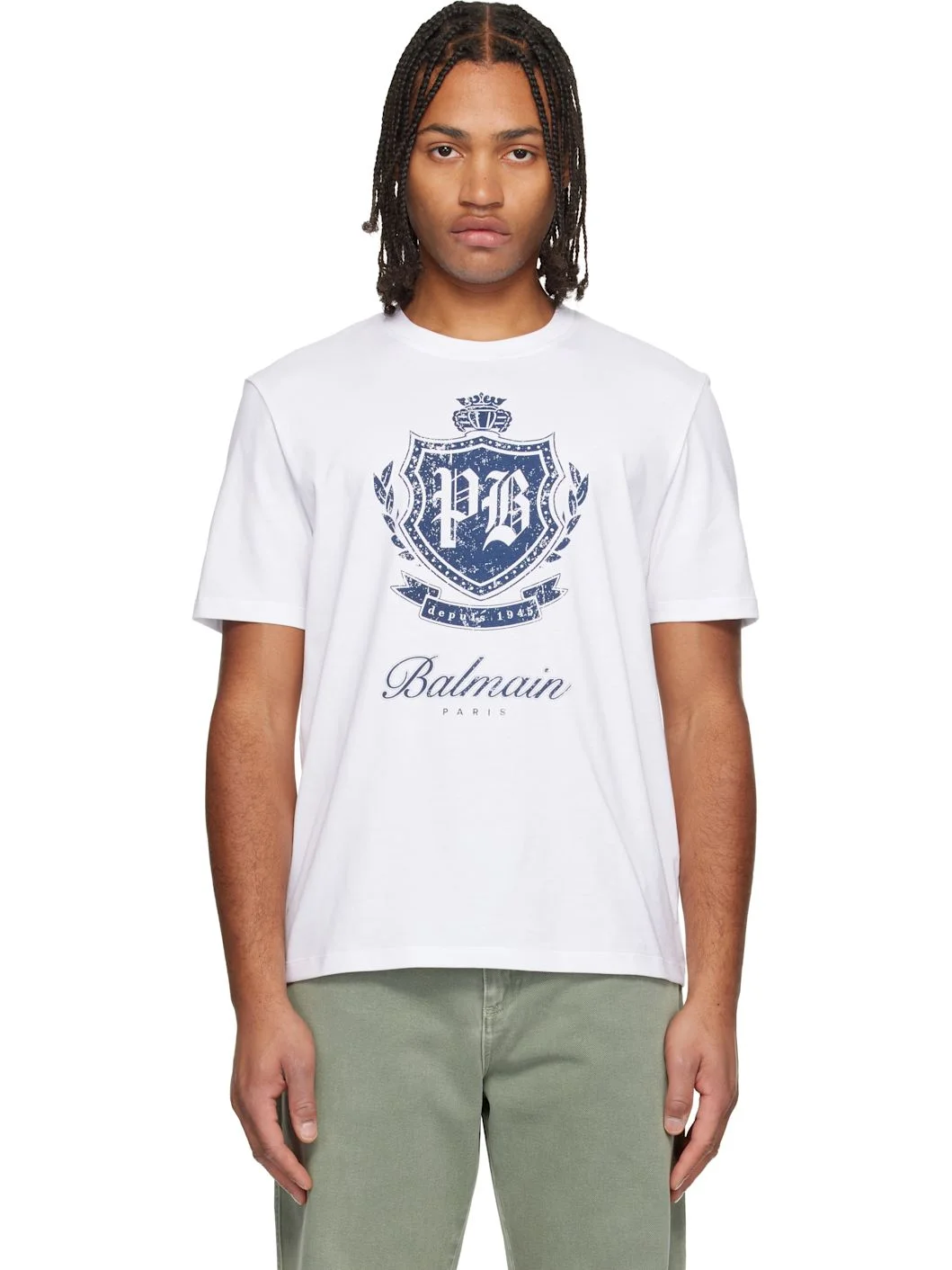 White College Emblem Print Short-Sleeved T-shirt - 1