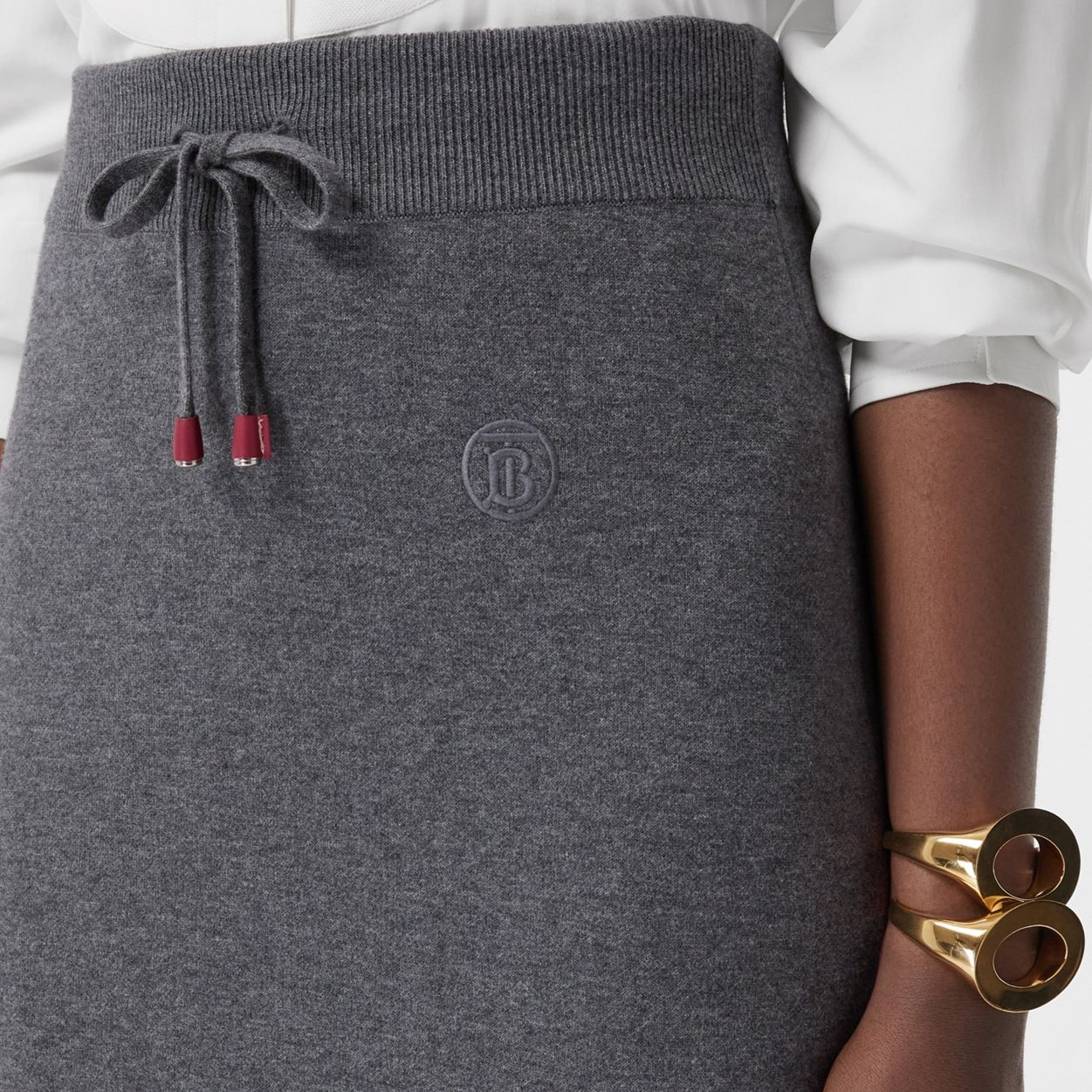 Monogram Motif Cashmere Cotton Blend Pencil Skirt - 3