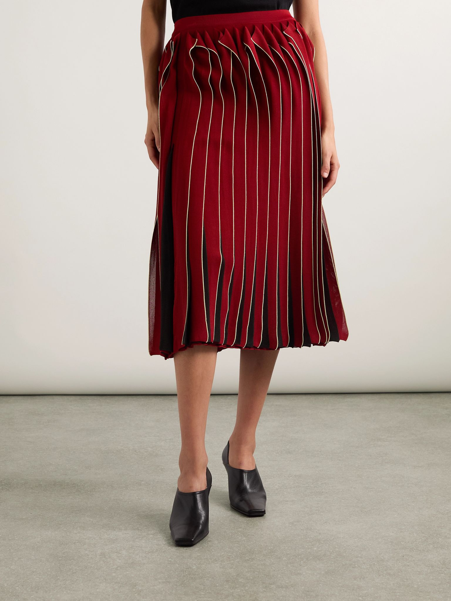 Paneled cotton midi skirt Red - 3