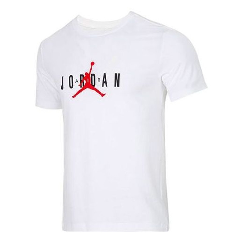 Air Jordan Alphabet Flying Man Logo Printing Round Neck Casual Short Sleeve White DM1463-100 - 1