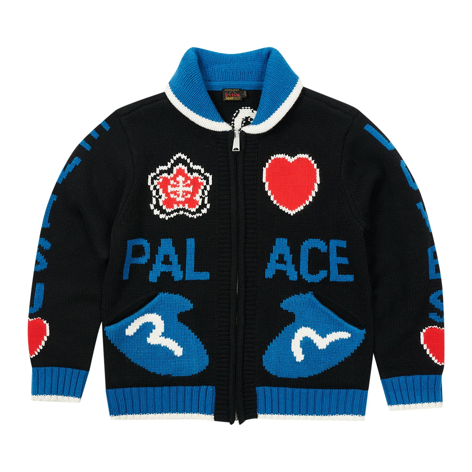 Palace x Evisu Cowichan Knit 'Black' - 1