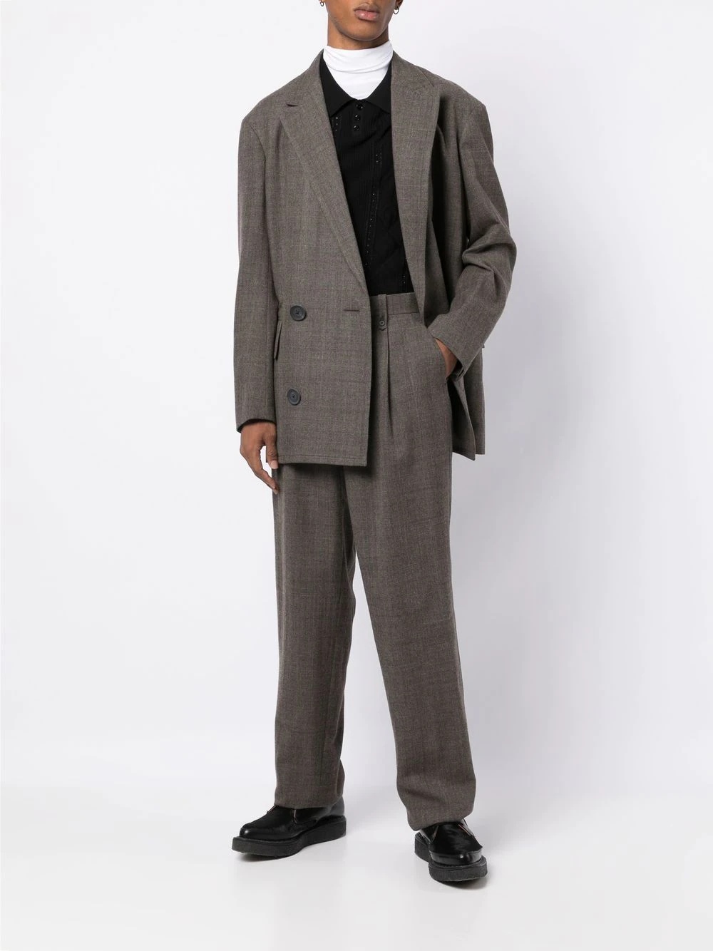 check-pattern straight trousers - 2