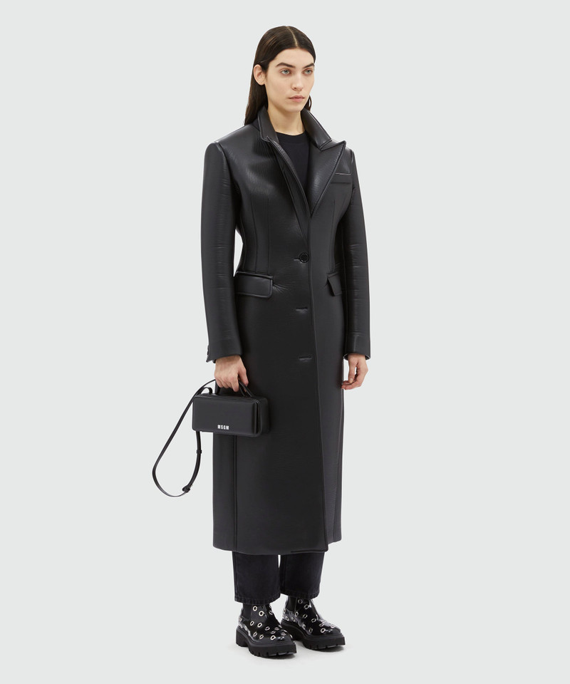 Faux-leather scuba effect  coat 4