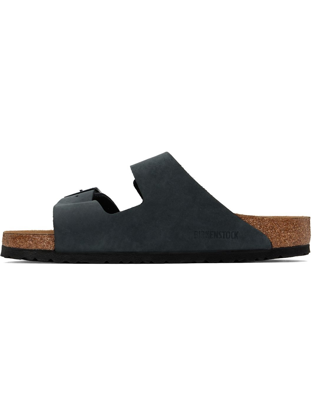 Black Regular Arizona Oiled Leather Sandals - 3