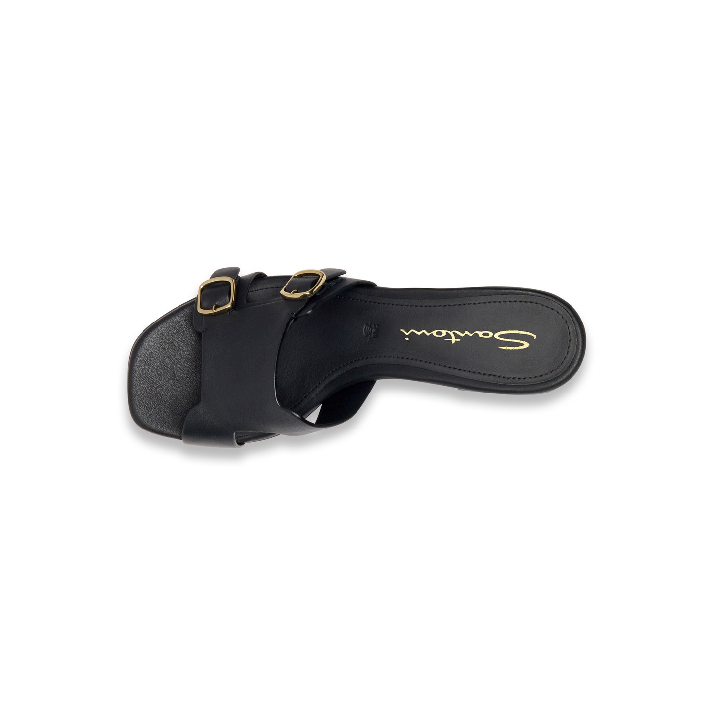 Women's black laminated leather double-buckle sandal - 3