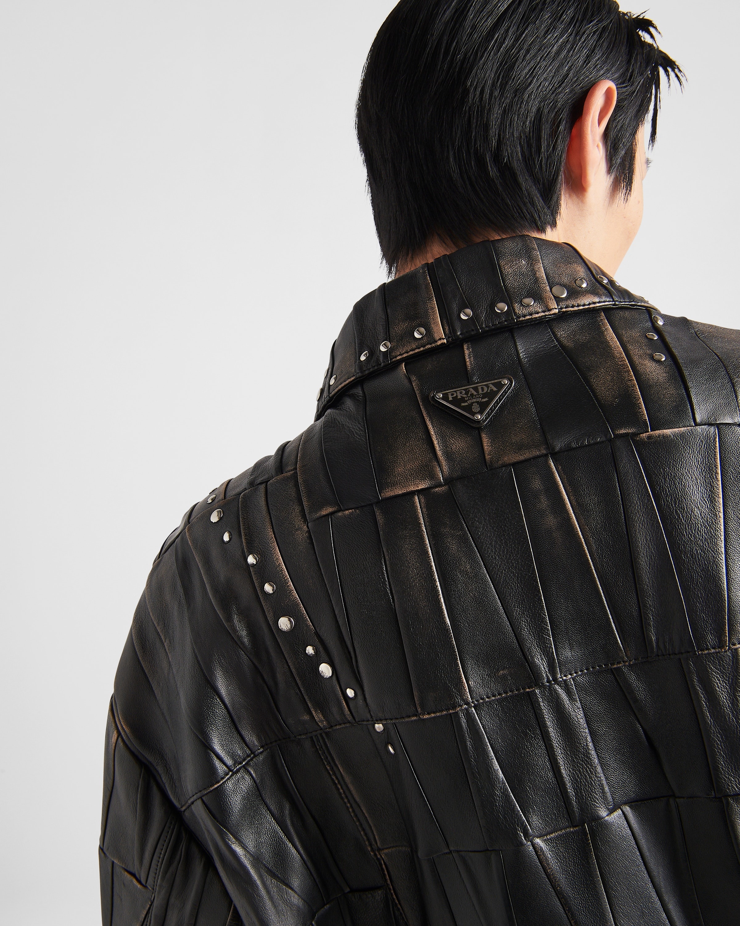【極美品】PRADA モヘア　ネイビー　テーラードジャケット 38(M) ブランドロゴ刺繍入りニットジャケット （テーラードジャケット
