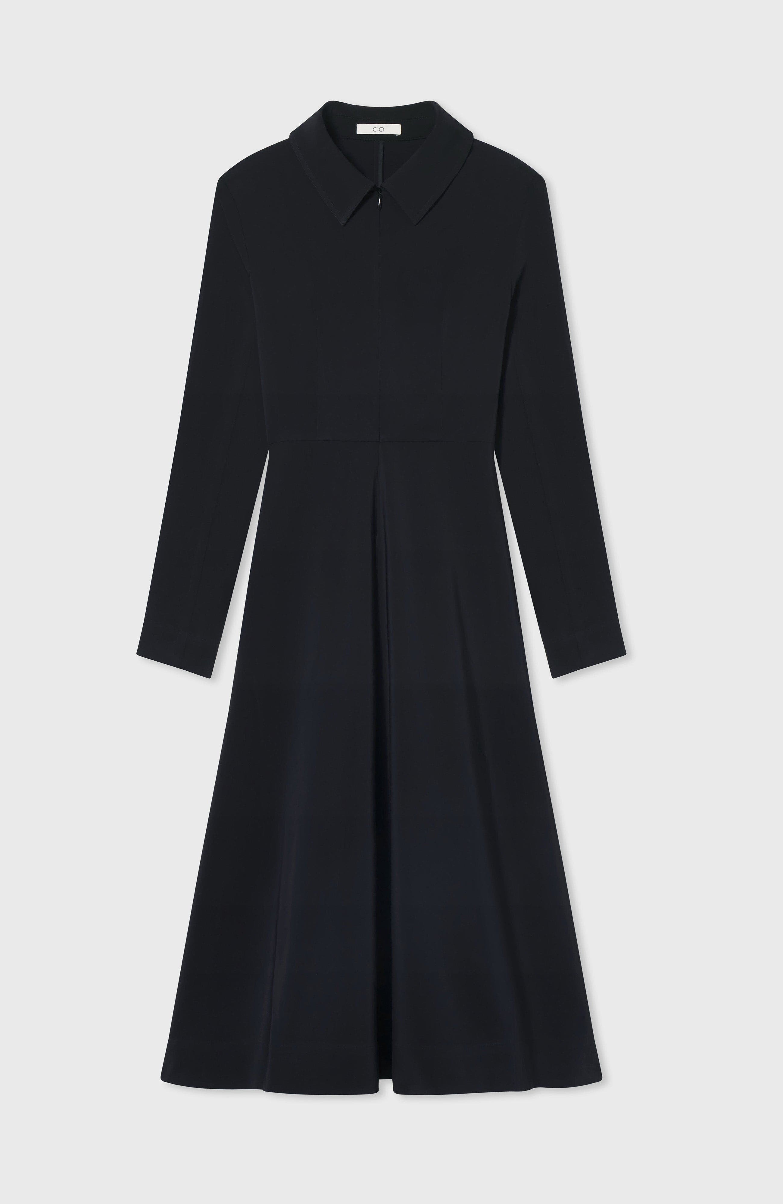 CO Long Sleeve Shirt Dress in Crepe in Black at Nordstrom - 4