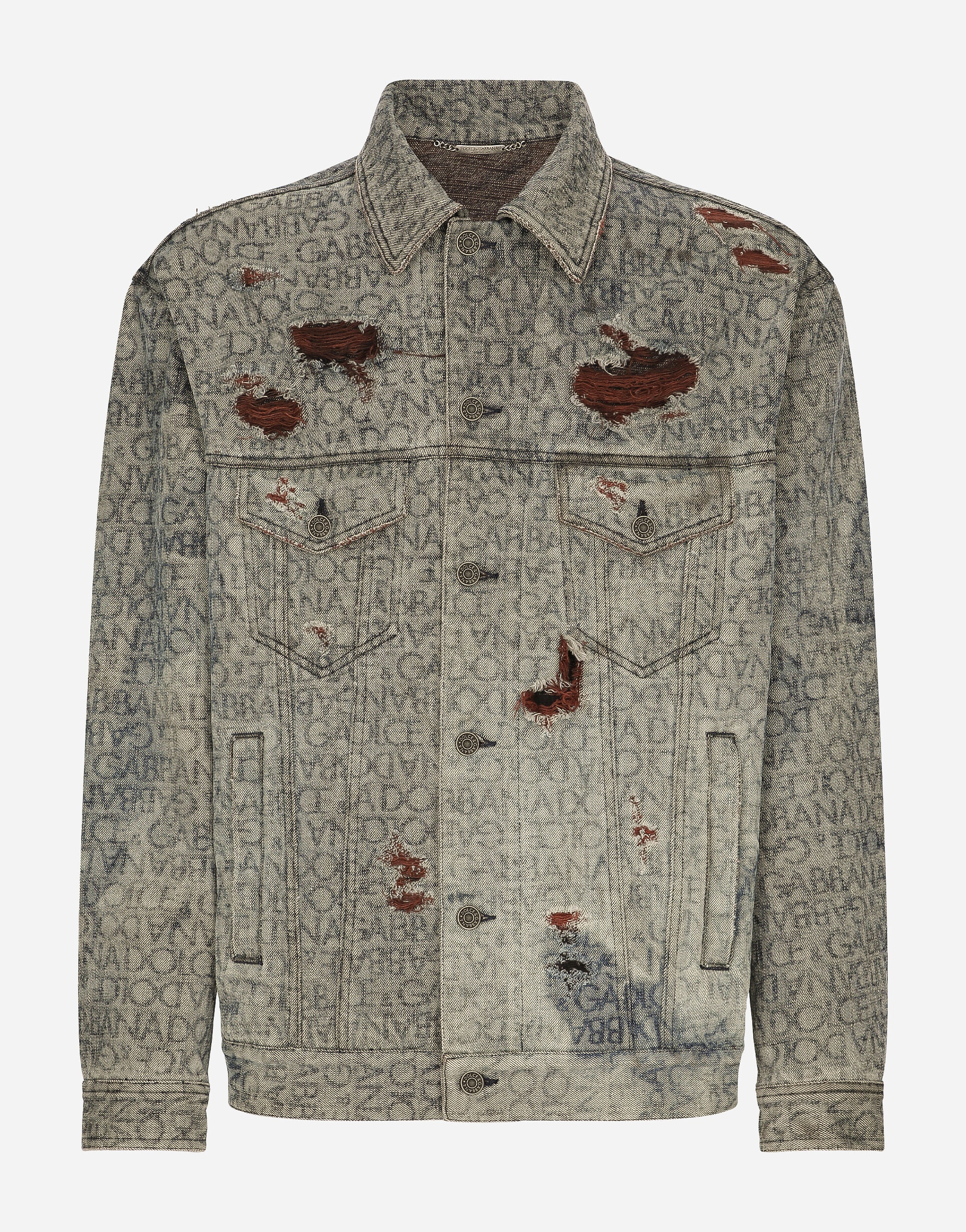 Denim jacket with laser-etched Dolce&Gabbana logo - 1