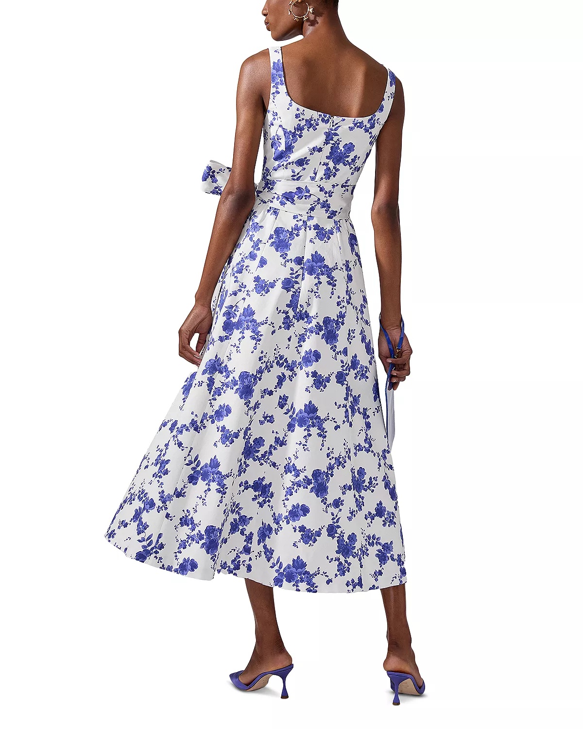 Sleeveless Scoop Neck Midi Dress with Sash - 3