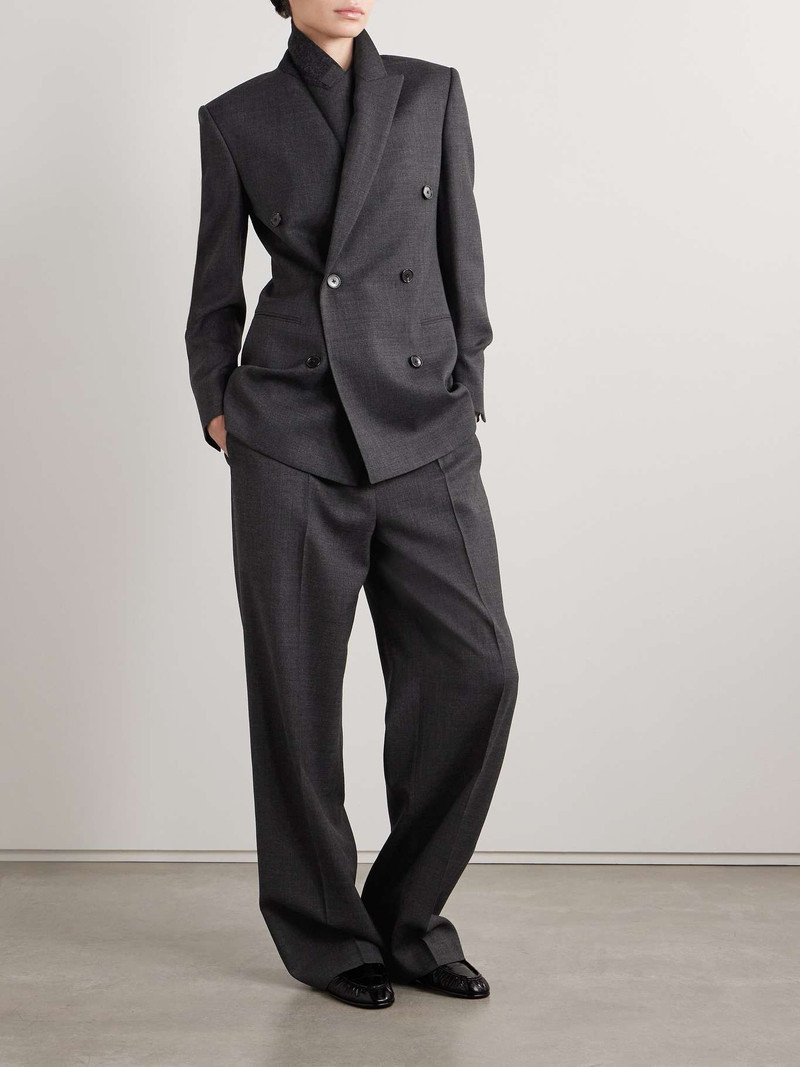 The Row Gordon wool wide-leg pants Charcoal outlook