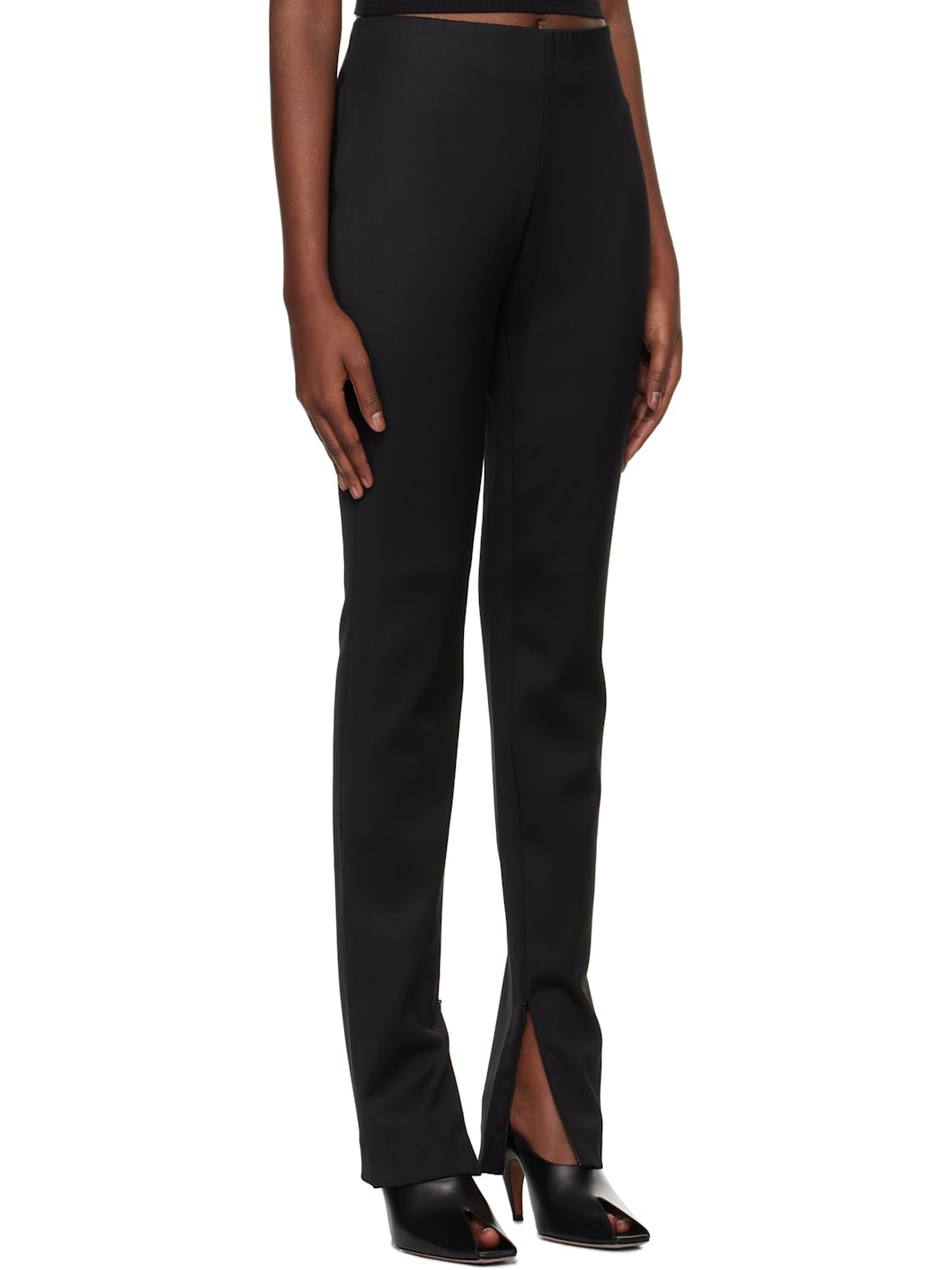 Black Tight Fit Suit Trousers - 2