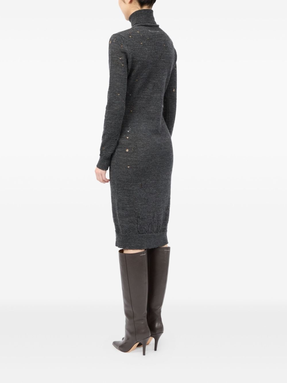 turtleneck ribbed dress - 6