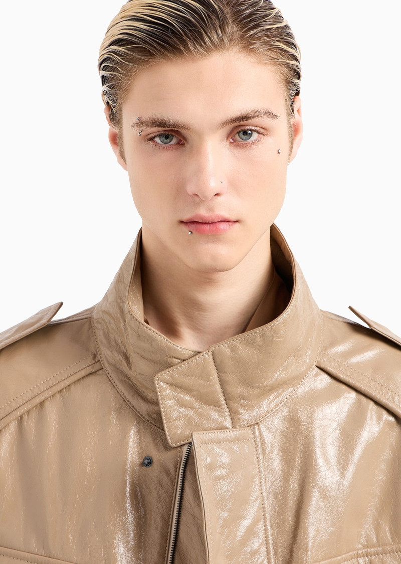 Oversized-fit blouson in lacquered nappa lambskin 5