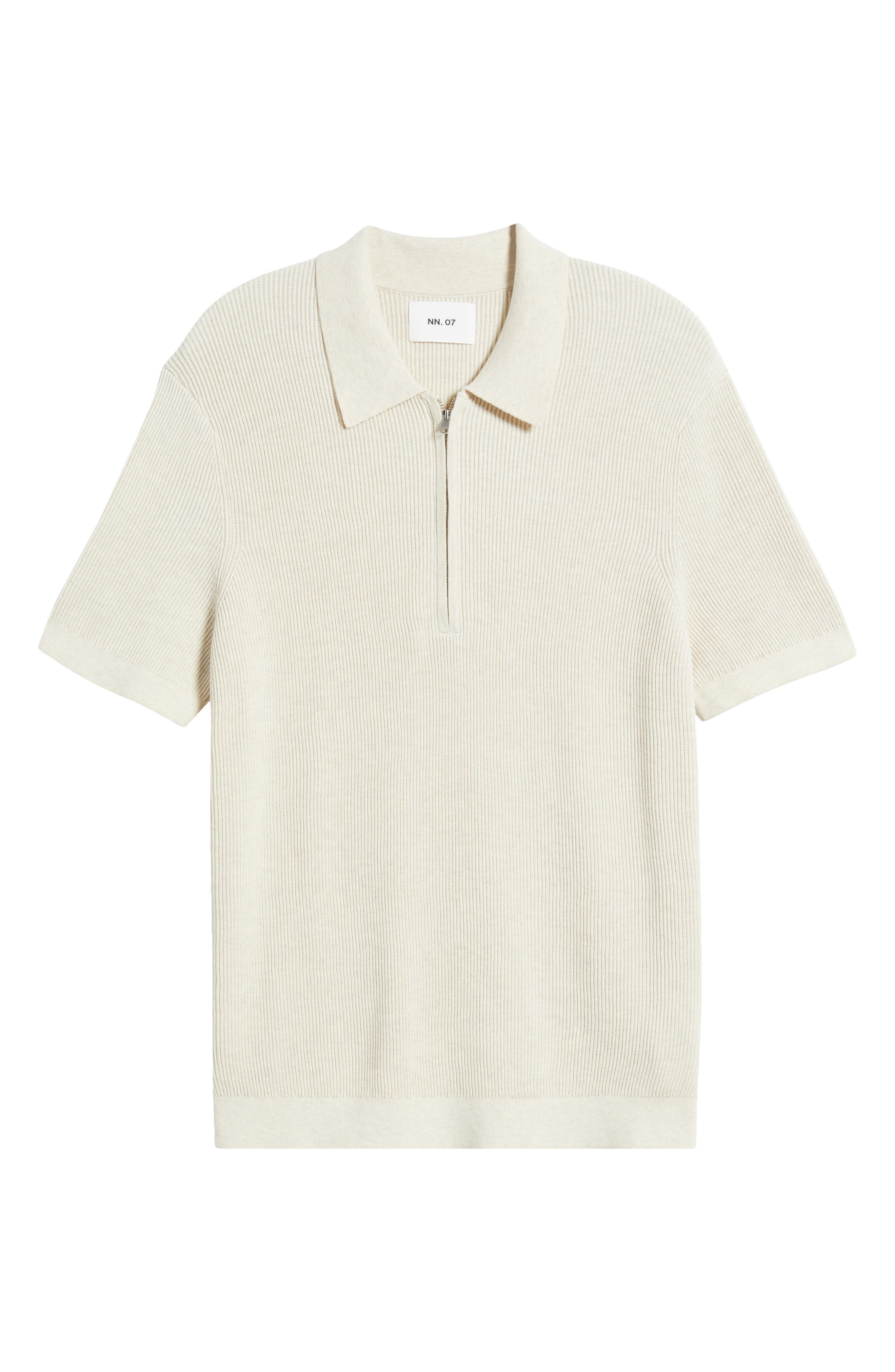 NN07 Hansie 6600 Organic Cotton Quarter Zip Sweater Polo in Ivory at Nordstrom - 5