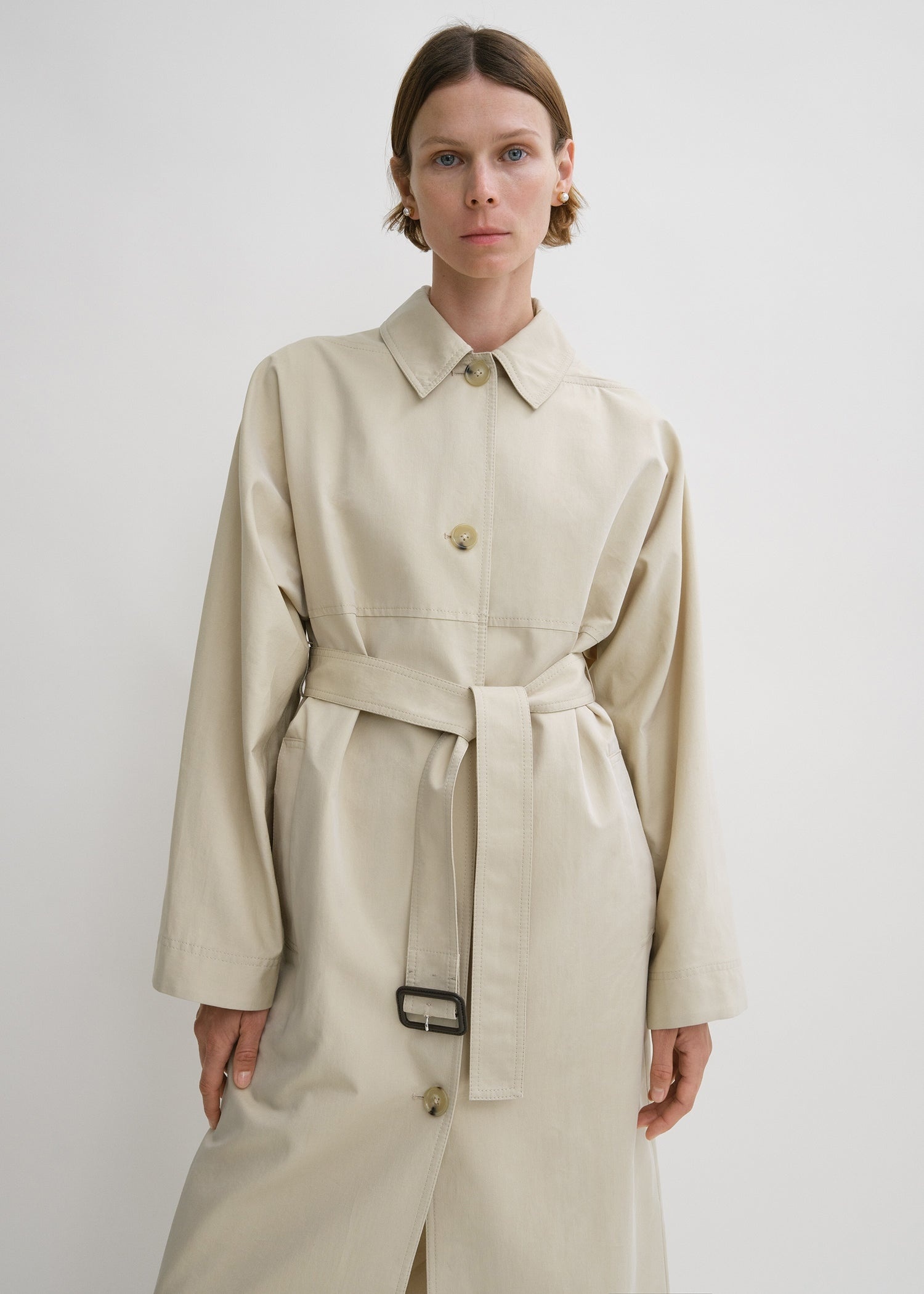 Tumbled cotton silk trench sand - 5